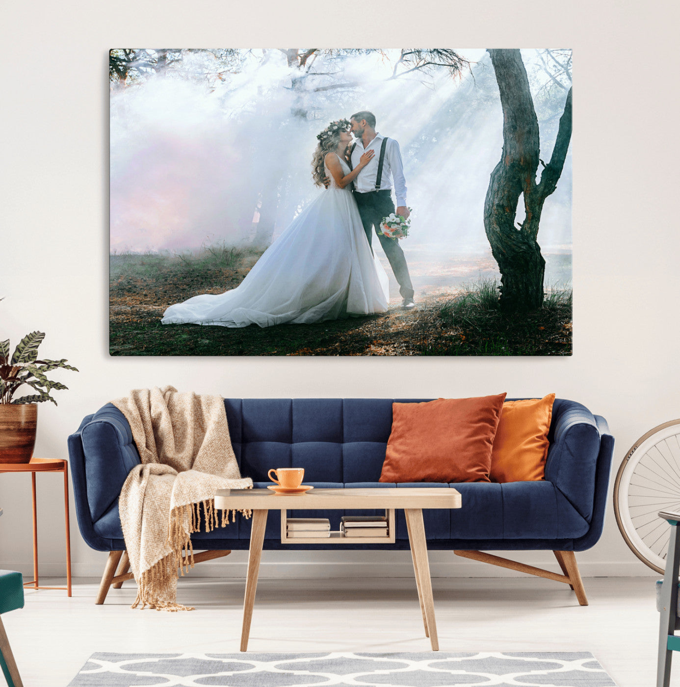 CSTM913-MGV-CV-36X24-Framed Wedding Canvas Print - Custom Wall Art Keepsake for Couples, Elegant Home Decoration Gift, Create Your Own Photo Canvas