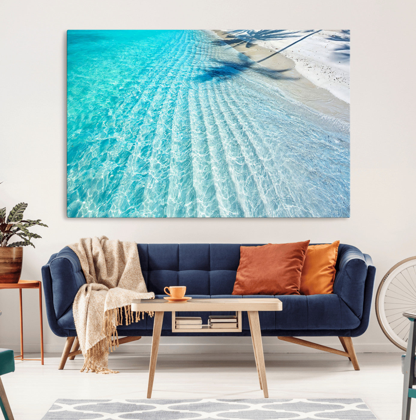 68127042-MGV-CV-36X24-Beach Wall Art – Tropical Ocean Canvas Print, Clear Water and White Sand Photography Decor for Bedroom, Living Room, Office,