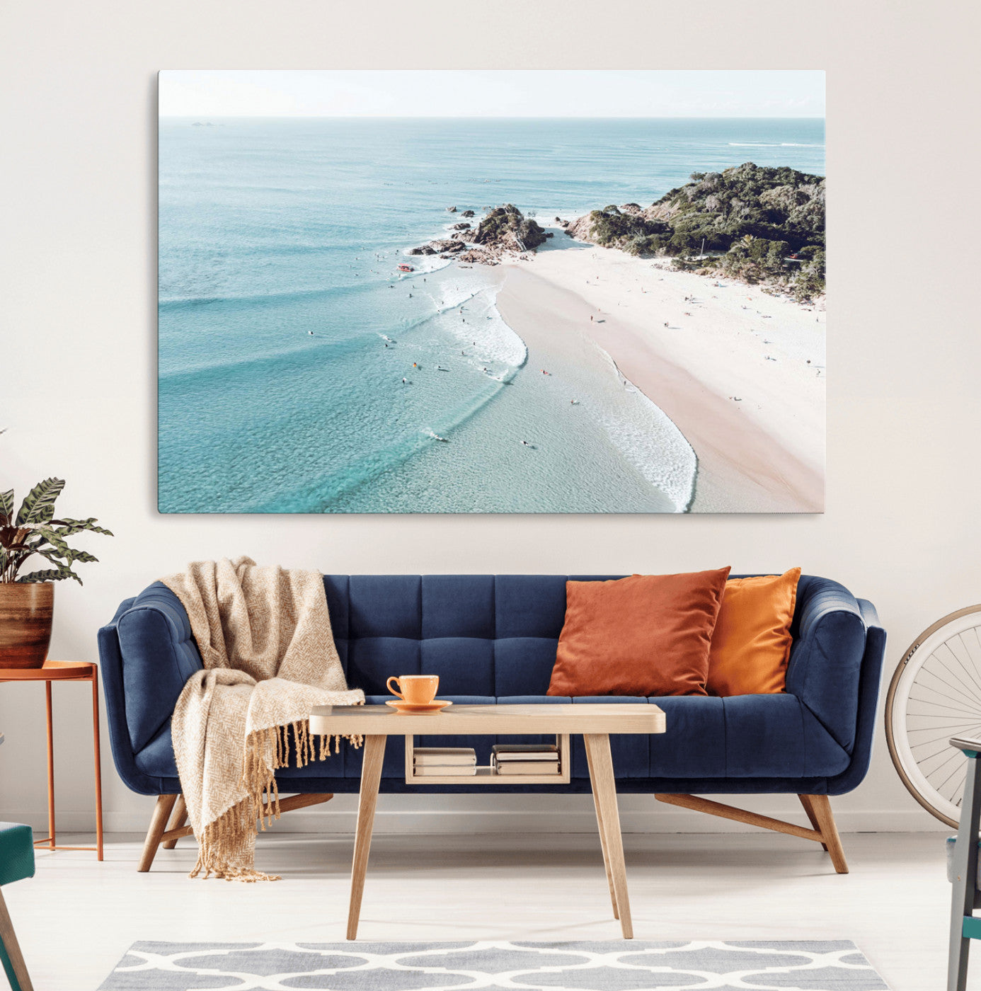 79395467-MGV-CV-36X24-Coastal Wall Art – Aerial Beach Canvas Print, Ocean Waves and Sandy Shore Photography Decor for Bedroom, Living Room, Office,
