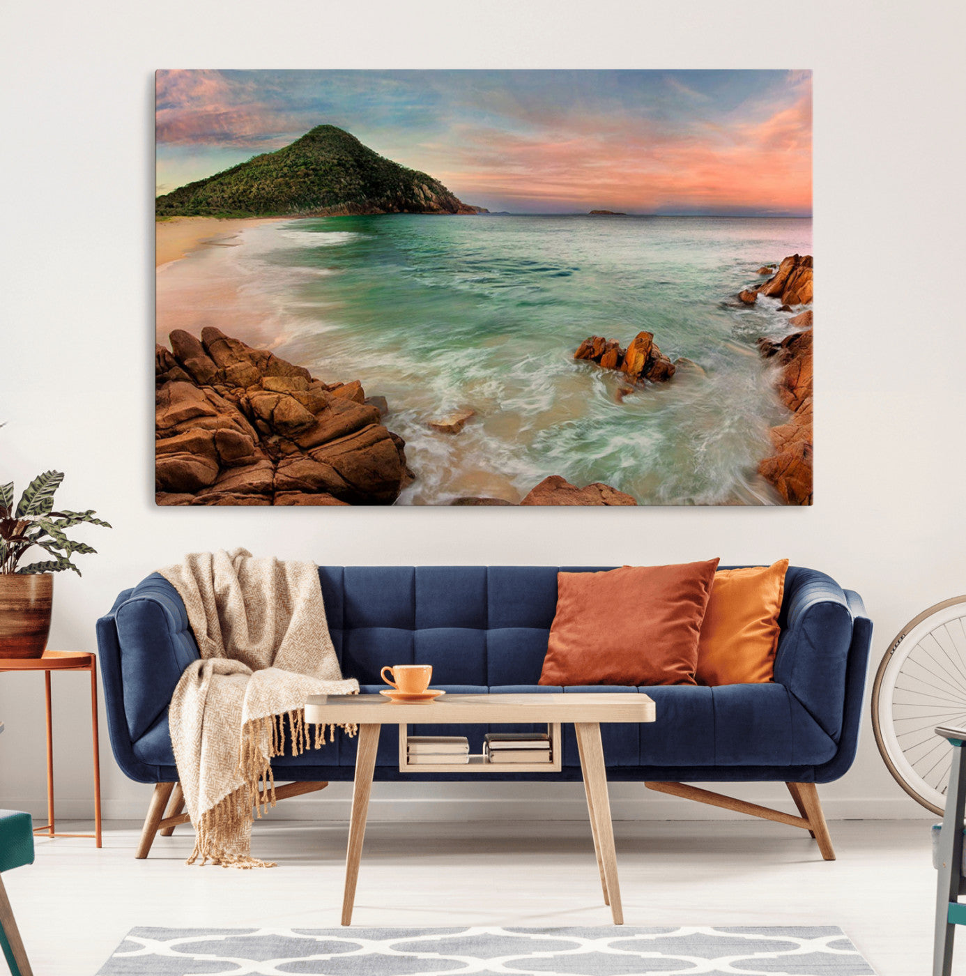 53831025-MGV-CV-36X24-Coastal Landscape Wall Art – Tropical Beach Ocean Canvas Print, Sunset Mountain View Photography Decor for Living Room, Bedroom,