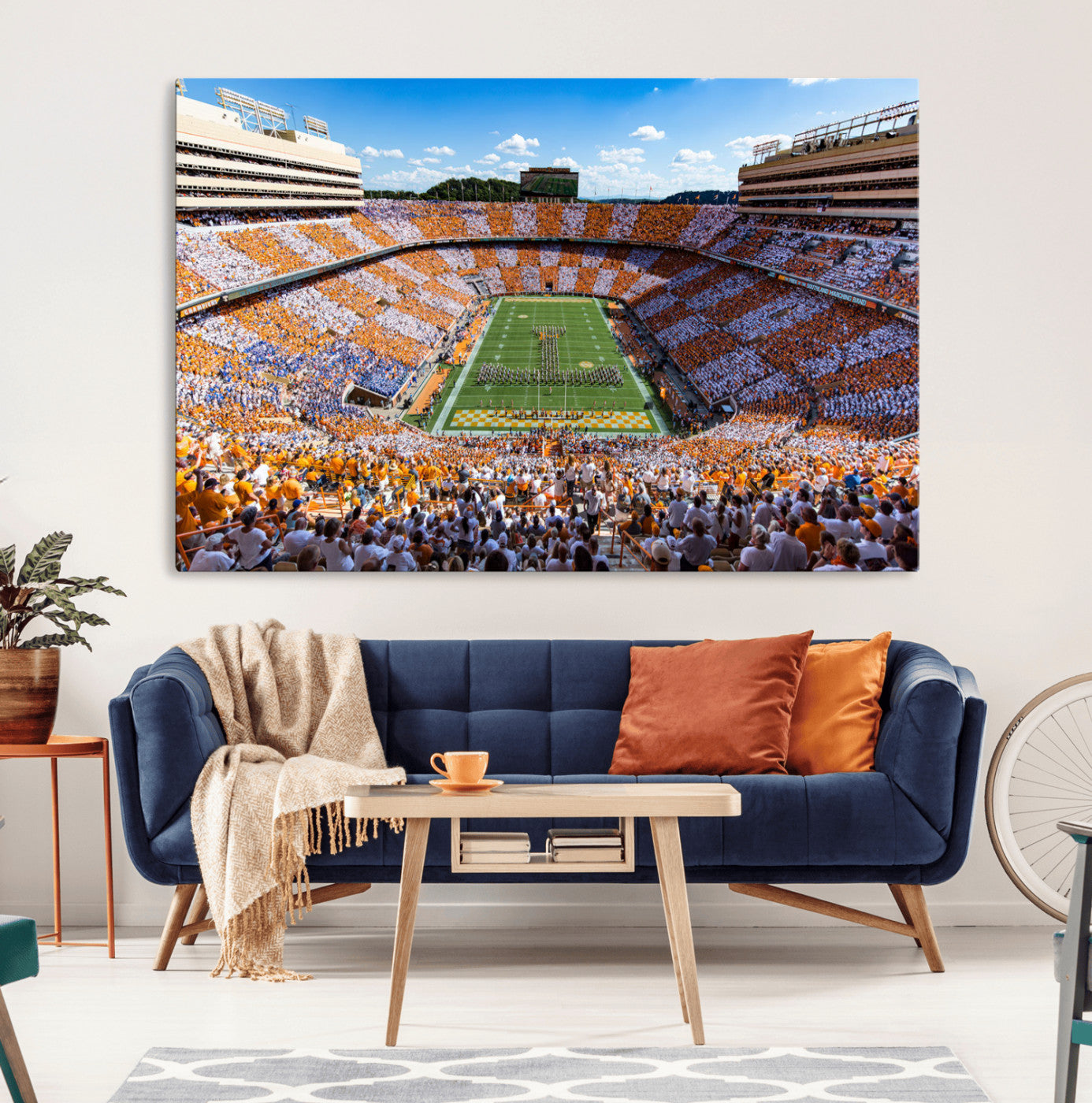 64238859-MGV-CV-36X24-Neyland Stadium Wall Art – Tennessee Volunteers Checkerboard Game Day Canvas Print, College Football Panorama Decor for Man Cave