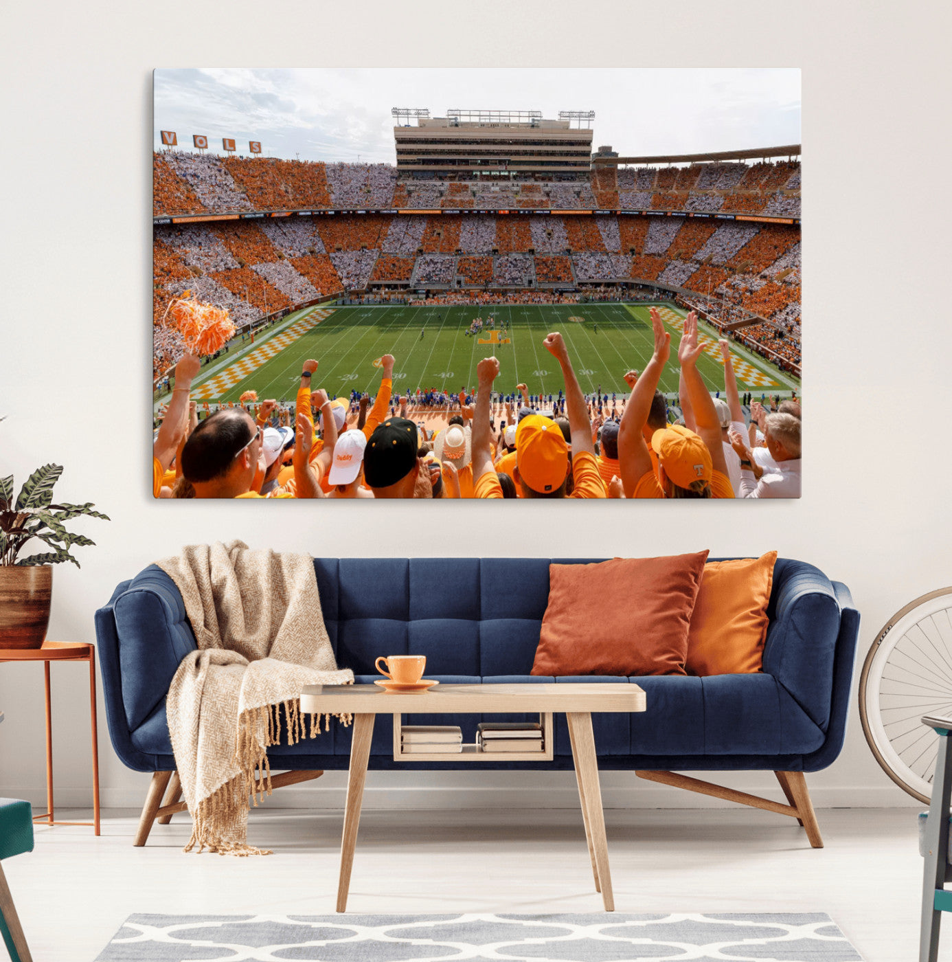 76011417-MGV-CV-36X24-Tennessee Volunteers Wall Art – Neyland Stadium Checkerboard Crowd Canvas Print, Vols Football Game Day Fan Perspective Sports