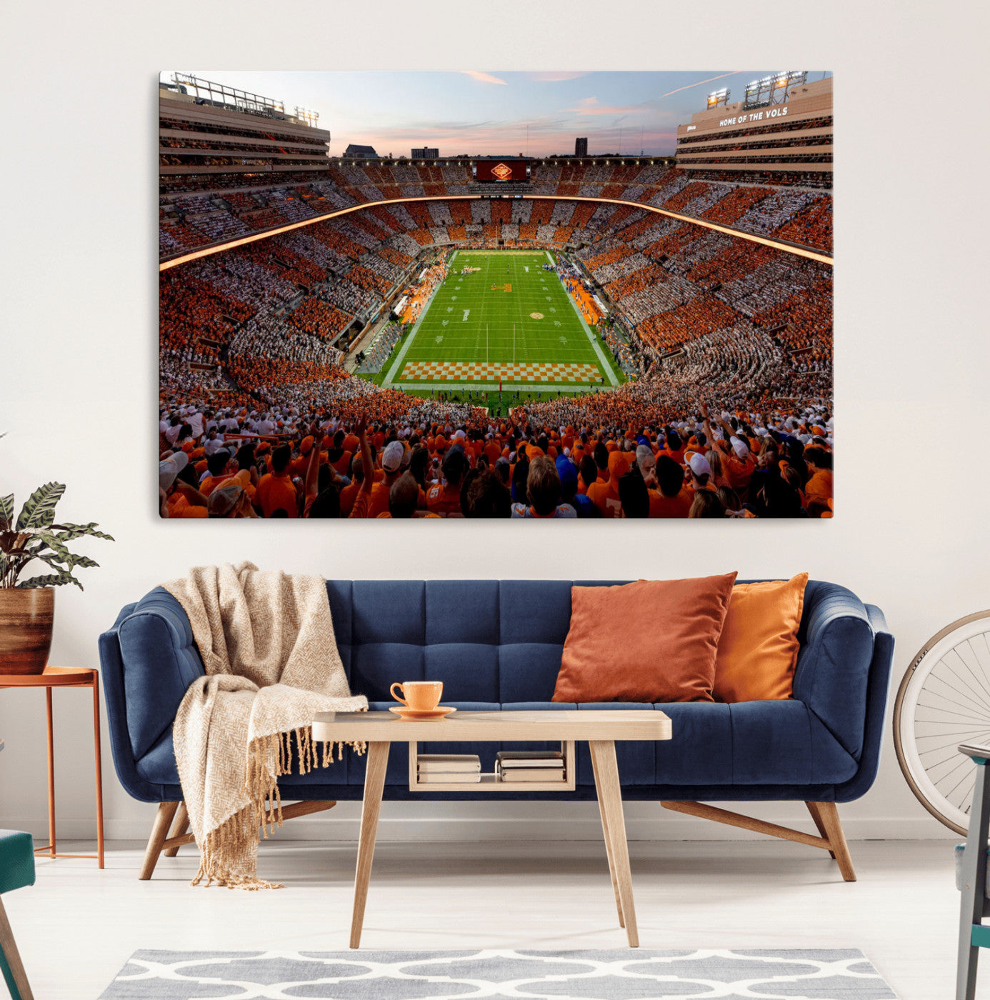37160229-MGV-CV-36X24-Neyland Stadium Wall Art – Panoramic Tennessee Volunteers Sunset Canvas Print, Checkerboard Crowd Football Game Day Decor for