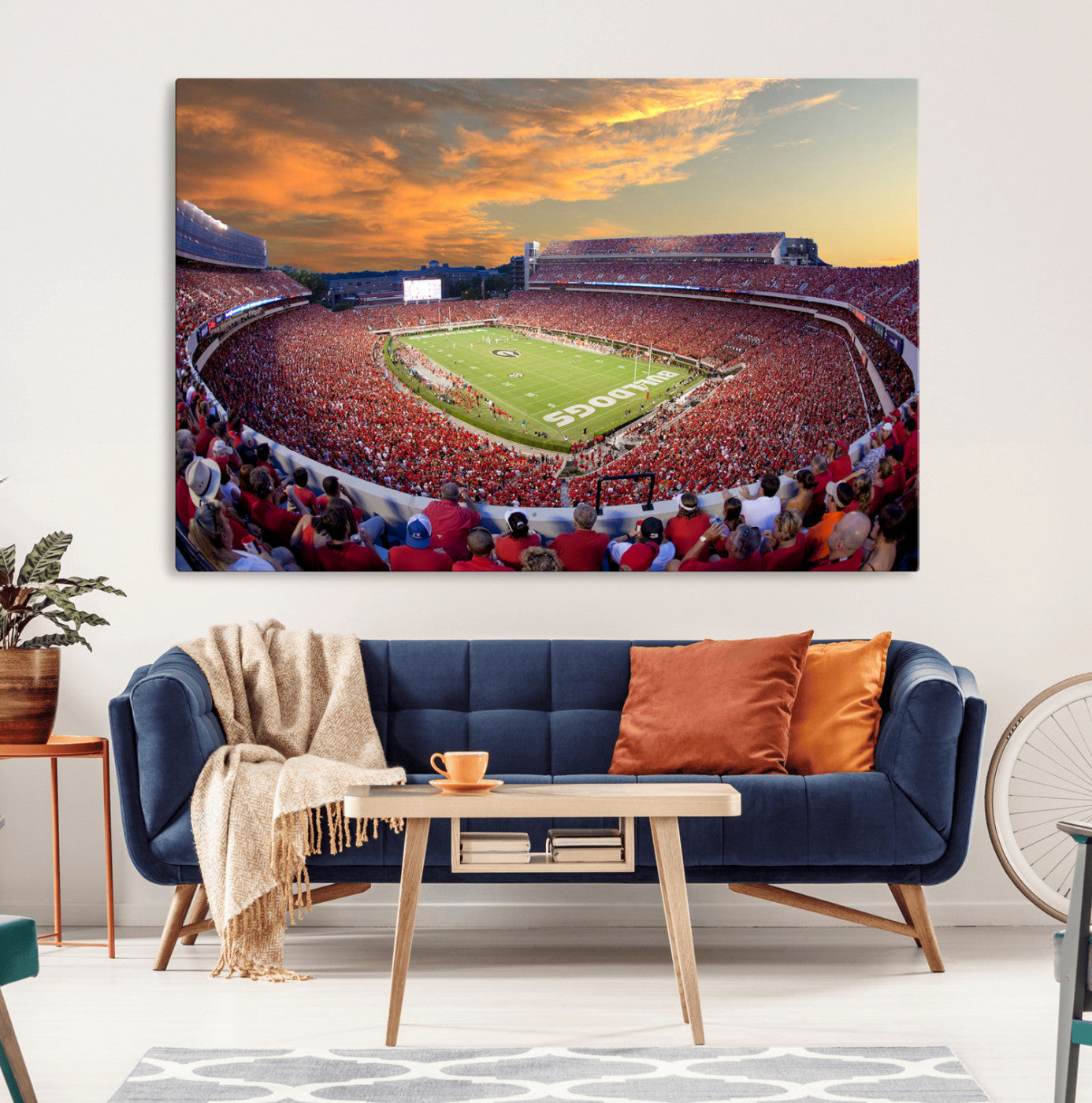 73680988-MGV-CV-36X24-Georgia Bulldogs Stadium Wall Art – Panoramic Football Field Canvas Print, Game Day Decor for Home, Office, Fan Cave, Sports