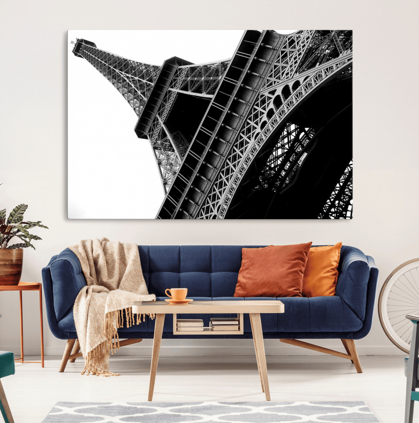 89033-MGV-CV-36X24-Eiffel Tower Wall Art – Dramatic Black and White Architectural Canvas Print, Modern Paris Decor for Office, Living Room or