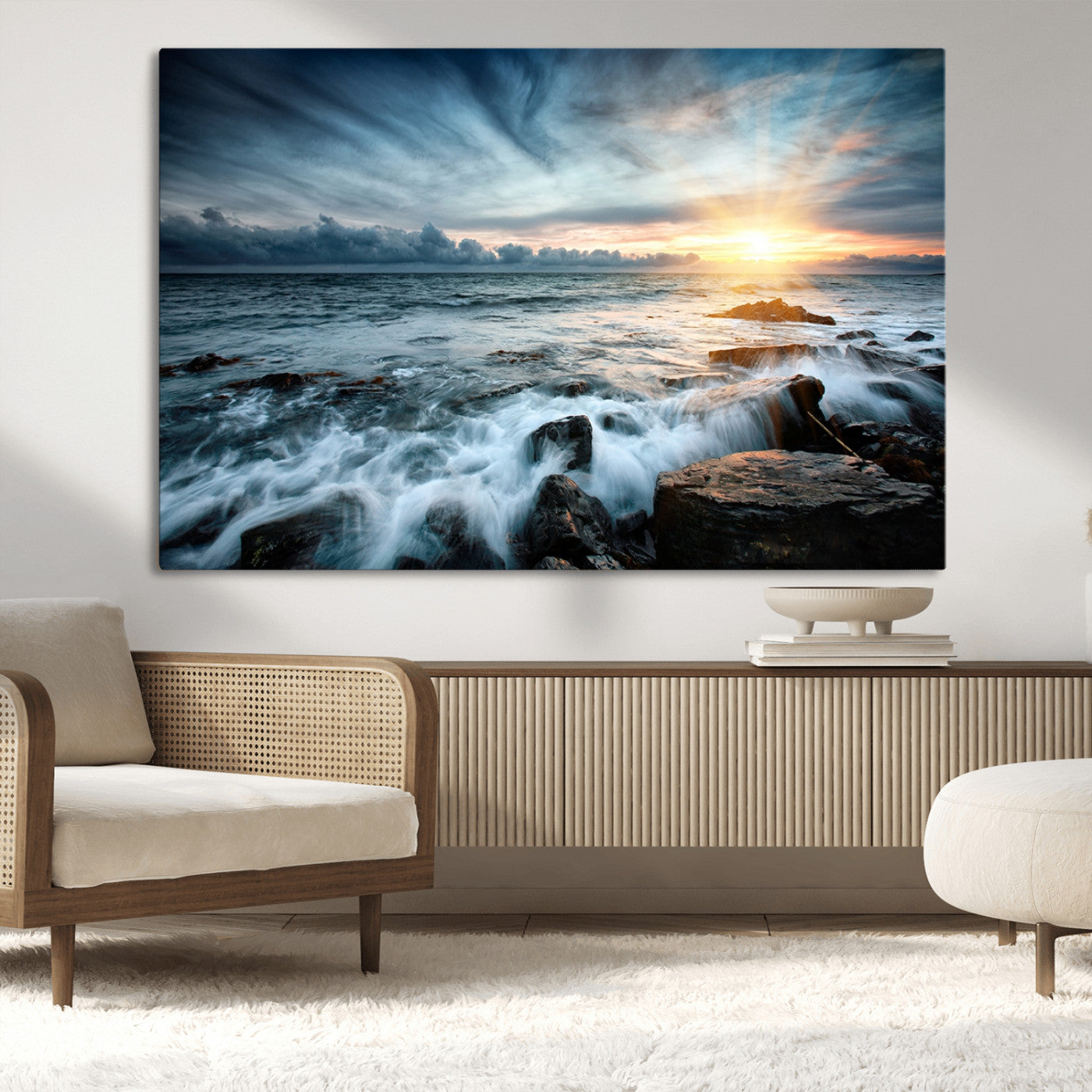 33428-MGV-CV-36X24-Ocean Sunrise Wall Art – Serene Seascape Canvas Print, Coastal Home or Office Decor, Perfect for Living Room, Bedroom, or Study