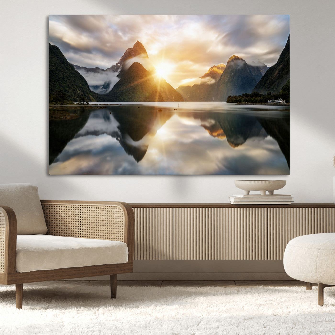 78842-MGV-CV-36X24-Sunrise Mountain Reflection Wall Art – Stunning Nature Landscape Canvas Print for Home, Office, Living Room or Relaxing Space