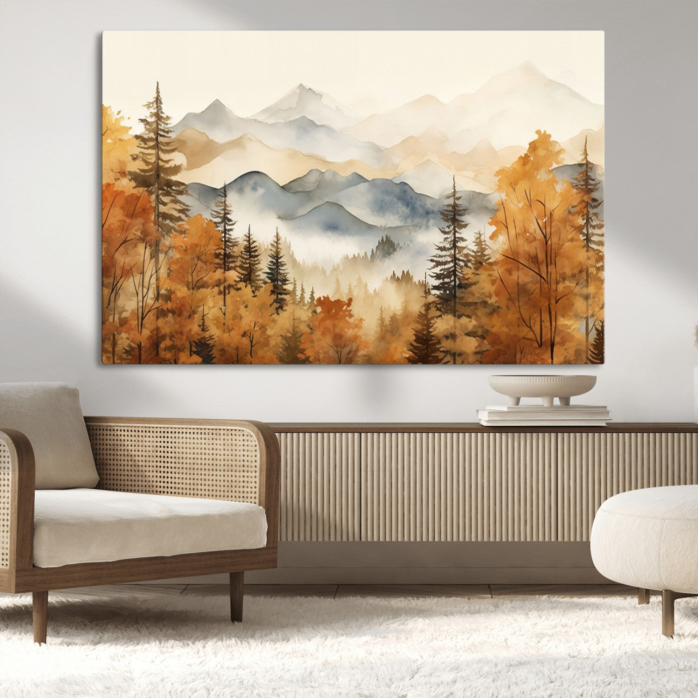 72950-MGV-CV-36X24-Autumn Mountain Forest Wall Art – Golden Fall Landscape Canvas Print, Nature-Inspired Home Decor for Living Room, Bedroom or