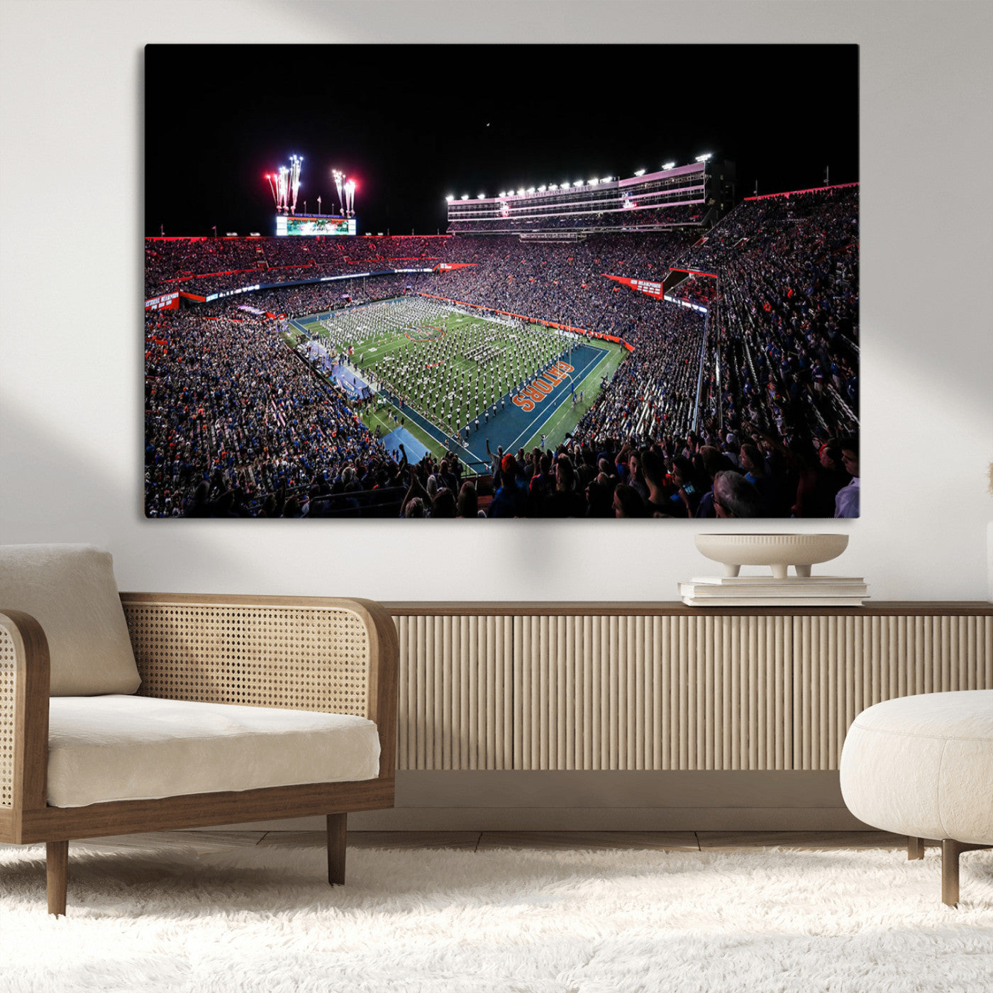 46899-MGV-CV-36X24-Ben Hill Griffin Stadium Wall Art Canvas Print, Framed Football Stadium Art Picture Print, Florida Football Stadium Perfect Sport