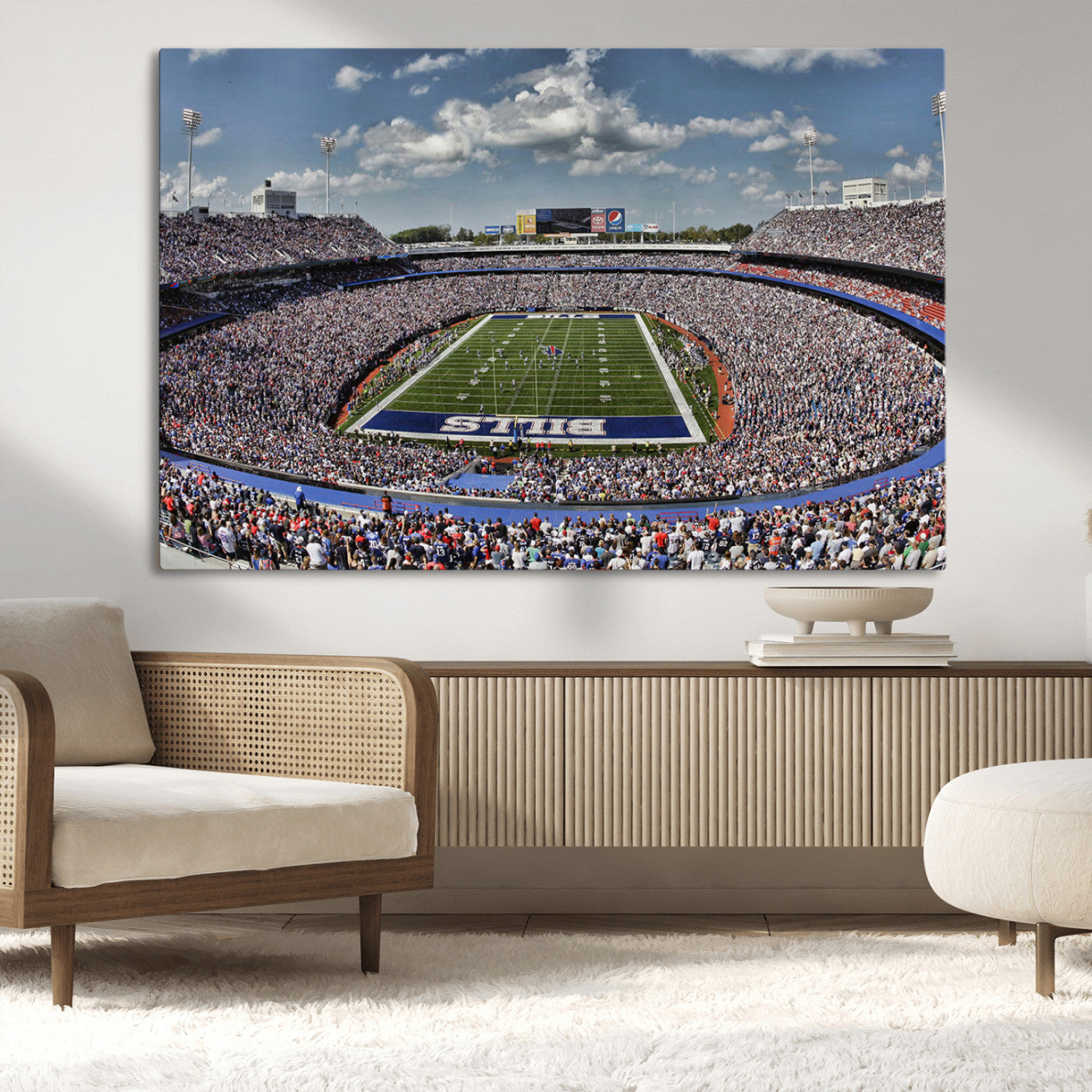 76491-MGV-CV-36X24-Buffalo Bills Stadium Wall Art Canvas Print, Framed Bills Stadium Art Picture Print, Highmark Stadium Perfect Sport Room Decor