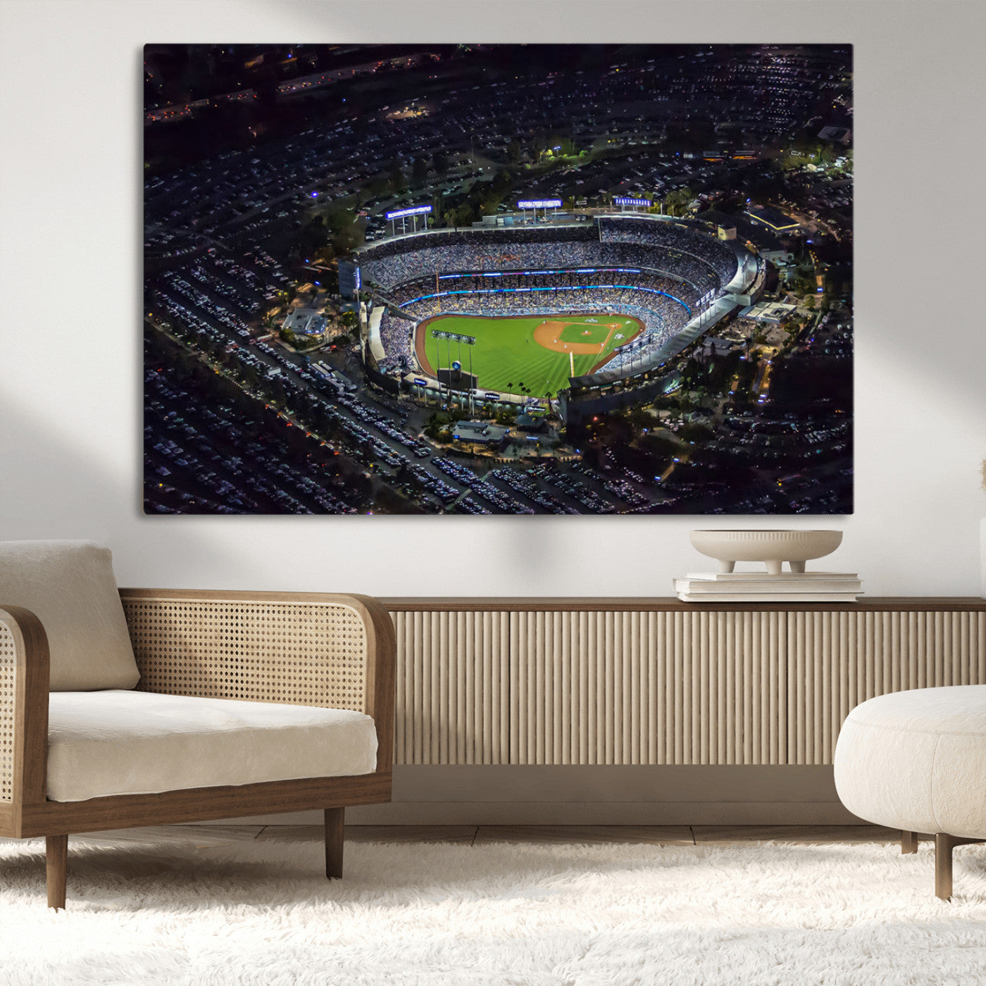 16515-MGV-CV-36X24-Dodgers Stadium Wall Art Canvas Print, Framed Baseball Stadium Art Picture Print, Dodgers Field Perfect Sport Room Decor Artwork