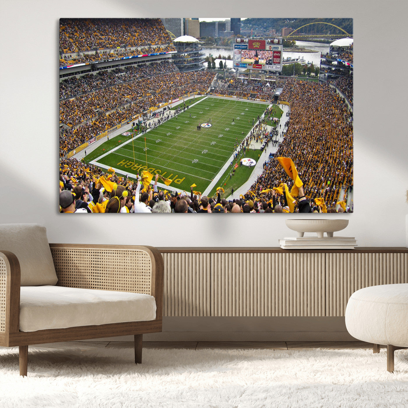 51419-MGV-CV-36X24-Heinz Field Wall Art Canvas Print, Framed Pittsburgh Stadium Field Art Picture Print, Heinz Stadium Field Perfect Sports Room