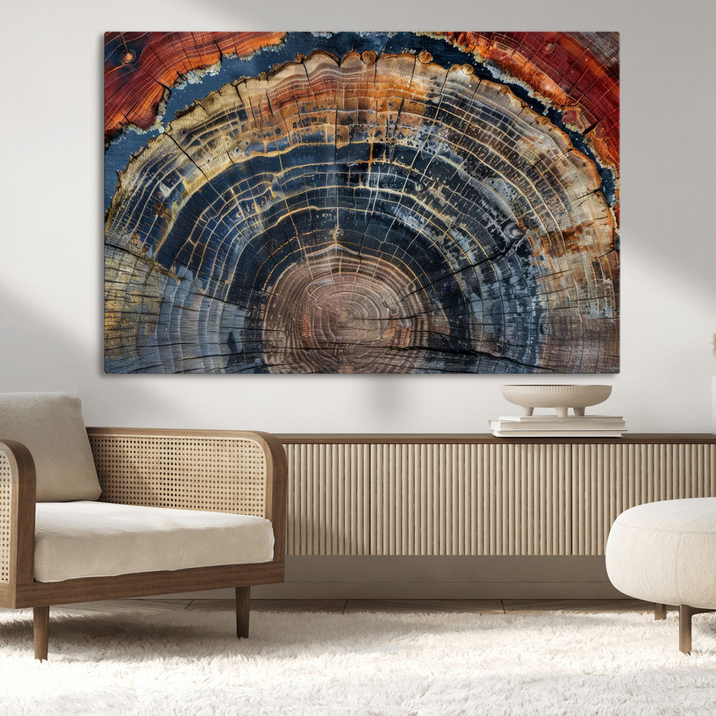 63519-MGV-CV-36X24-Tree Ring Wall Art – Rustic Nature Wood Grain Canvas Print, Abstract Natural Texture Artwork Poster for Living Room, Bedroom,