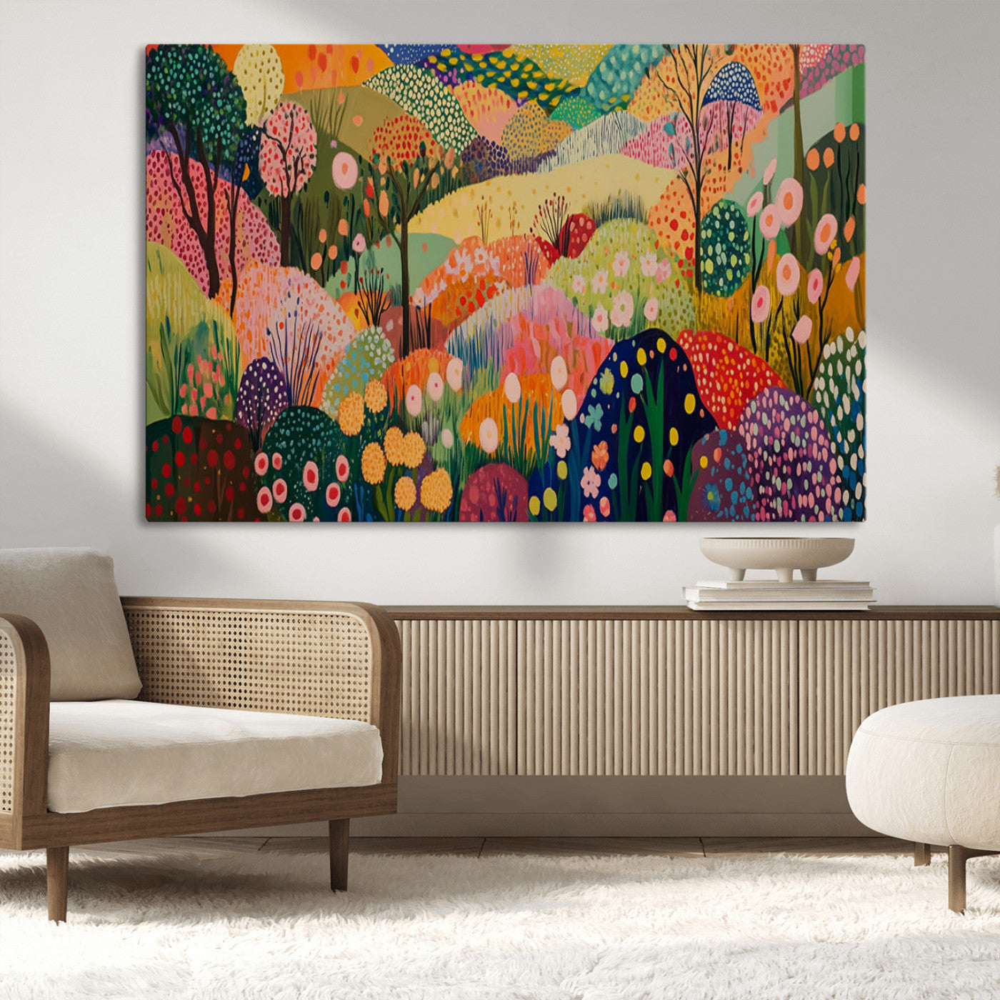 82685568-MGV-CV-36X24-Colorful Garden Wall Art – Vibrant Landscape Canvas Print, Modern Floral Abstract Painting for Living Room, Bedroom, Office, or