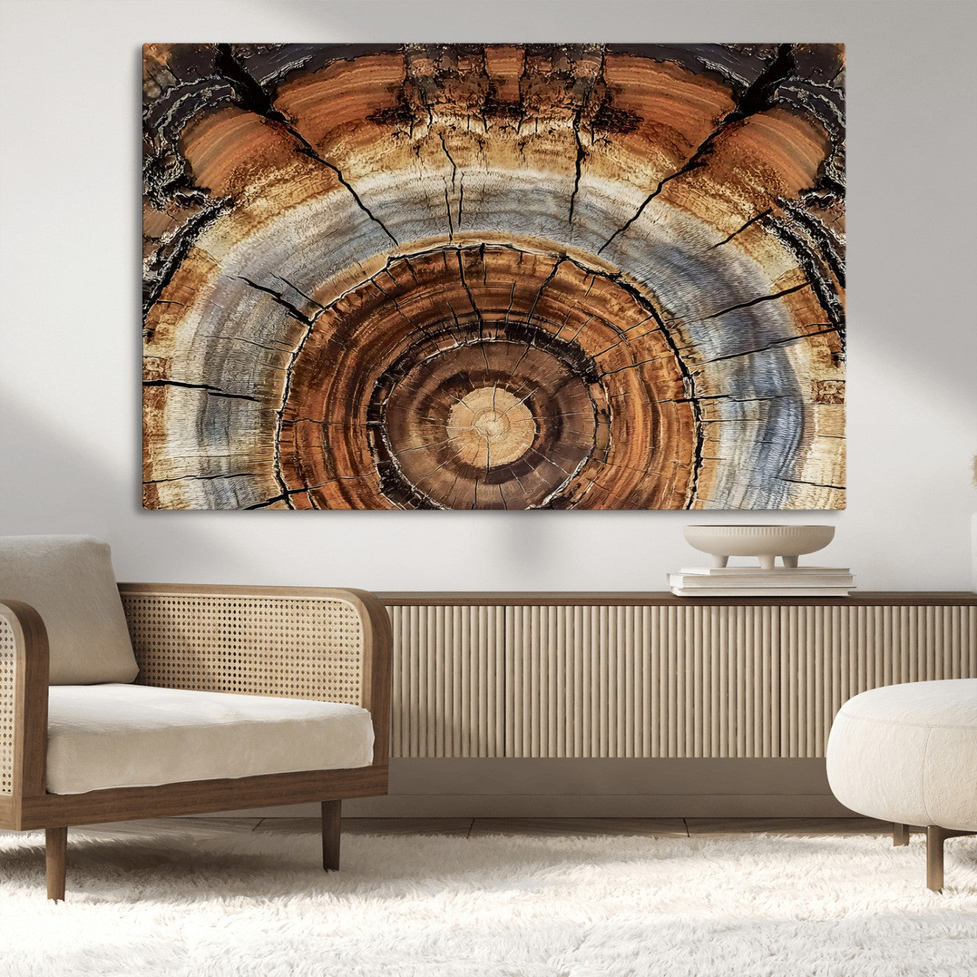 15184146-MGV-CV-36X24-Tree Rings Wall Art Canvas Print, Framed Wood Texture Art Picture Print, Rustic Pattern Perfect Rustic Organic Decor Artwork