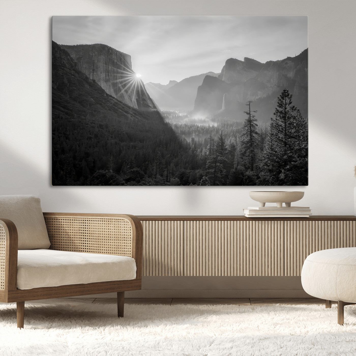 39278955-MGV-CV-36X24-Yosemite Valley Wall Art Canvas Print, Framed El Capitan Art Picture Print, Misty Mountain Perfect Modern Rustic Decor Artwork
