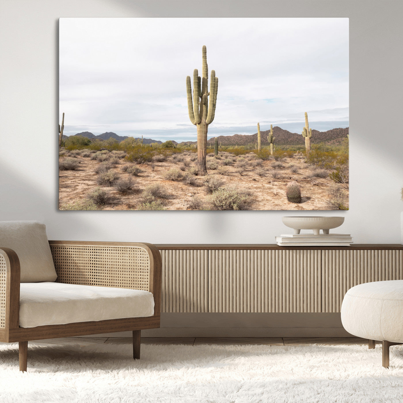 96147924-MGV-CV-36X24-Saguaro Cactus Wall Art Canvas Print, Framed Desert Cactus Art Picture Print, Earthy Desert Perfect Southwestern Boho Decor