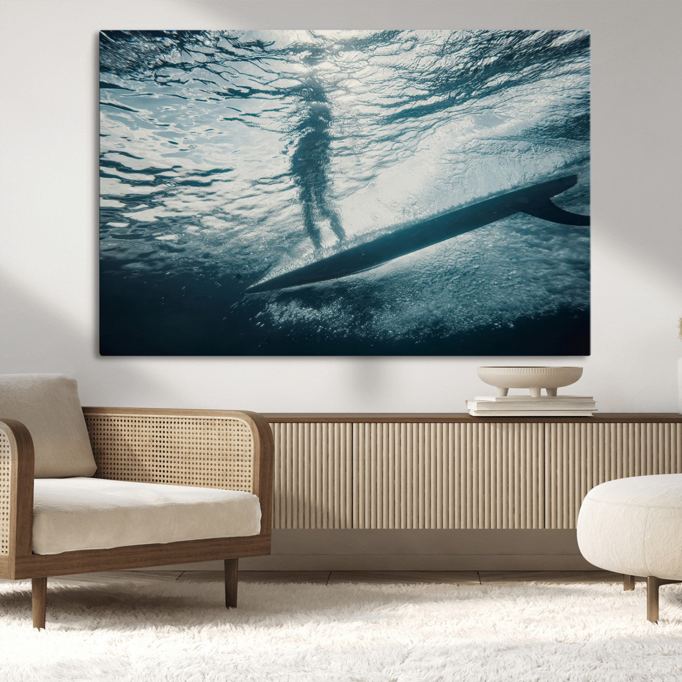 71192524-MGV-CV-36X24-Submerged Surf Wall Art Canvas Print, Framed Underwater Perspective Art Picture Print, Ocean Surf Perfect Coastal Adventure Decor