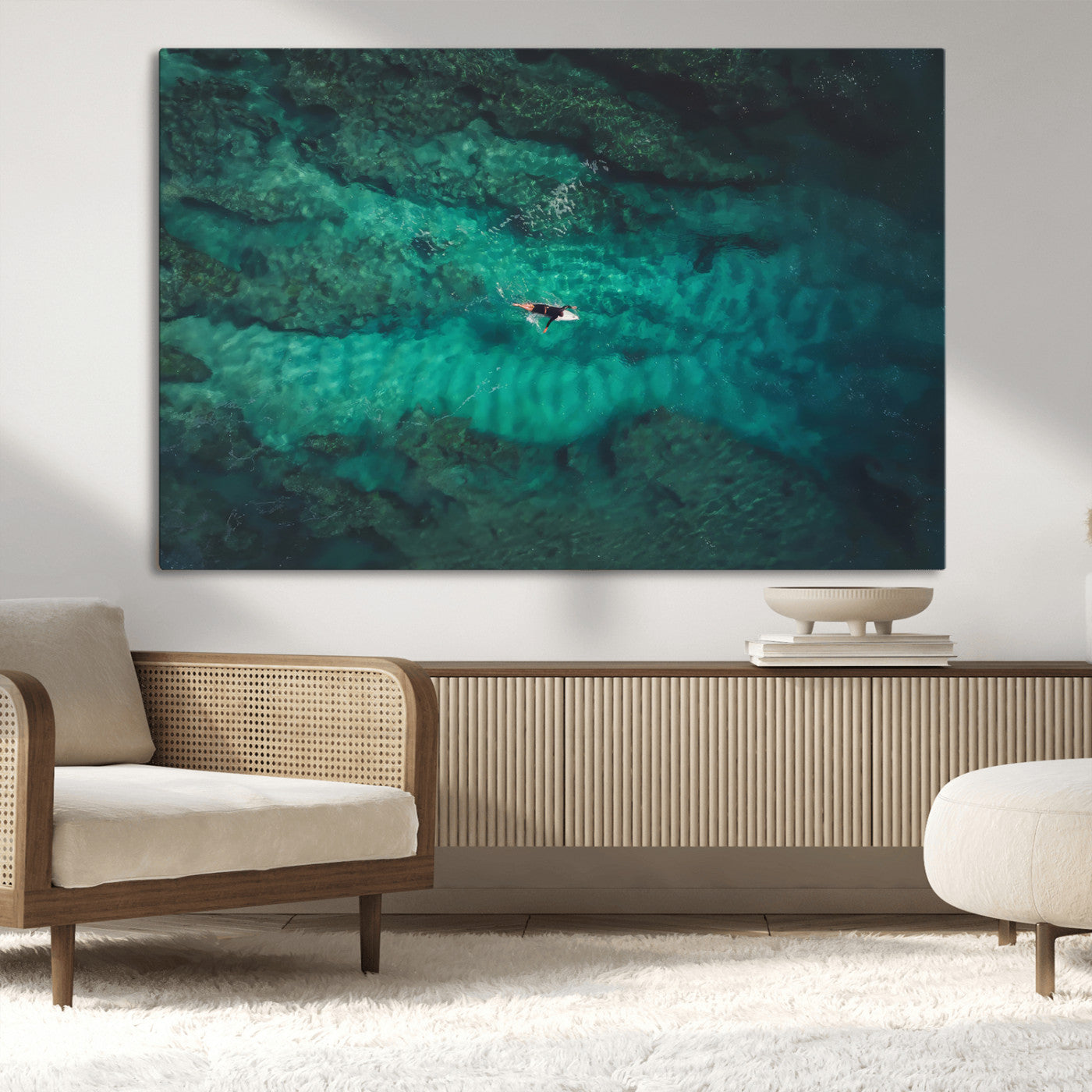 93287752-MGV-CV-36X24-Ocean Surf Wall Art Canvas Print, Framed Blue Waters Art Picture Print, Vibrant Seascape Perfect Coastal Adventure Decor Artwork