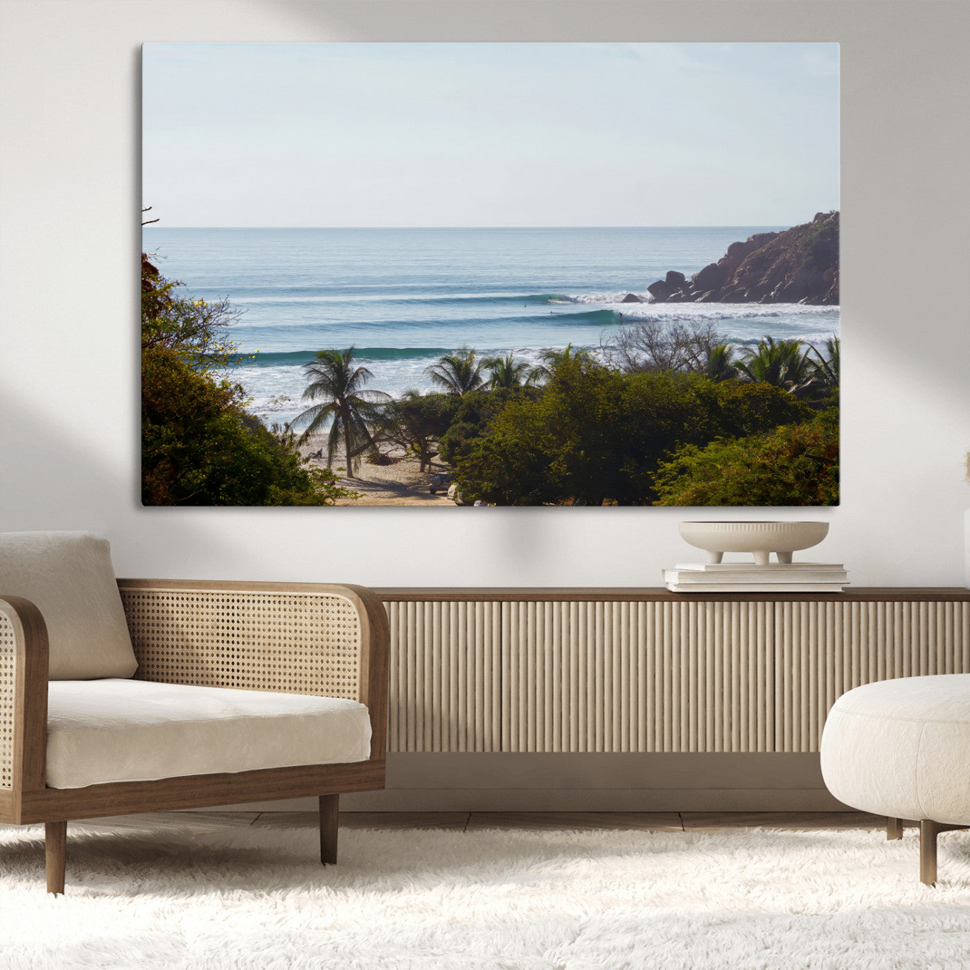 88336640-MGV-CV-36X24-Tropical Beach Scene Wall Art Canvas Print, Framed Coastal Photography Art Picture Print, Ocean Horizon Art Perfect Coastal Boho