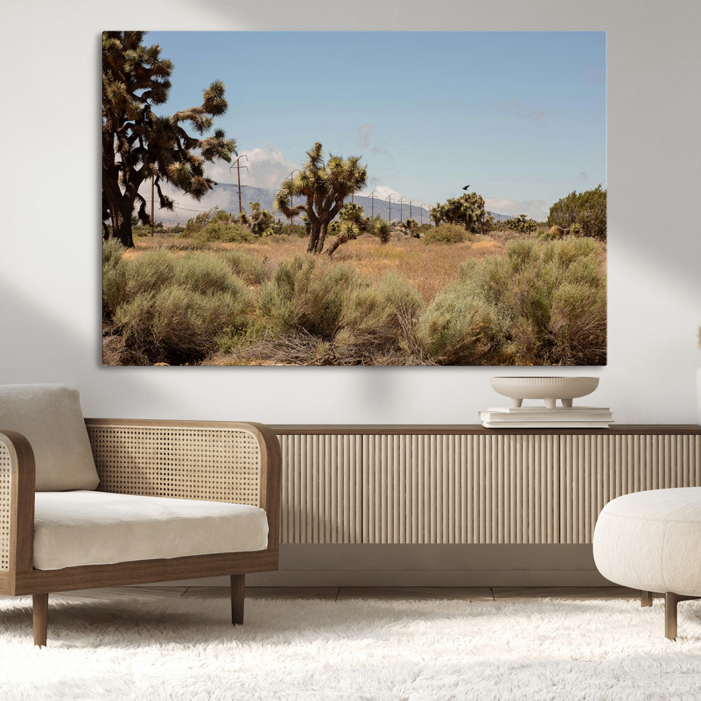 16114018-MGV-CV-36X24-Joshua Tree Wall Art Canvas Print, Framed Desert Landscape Art Picture Print, Mountain Horizon Perfect Southwestern Boho Decor
