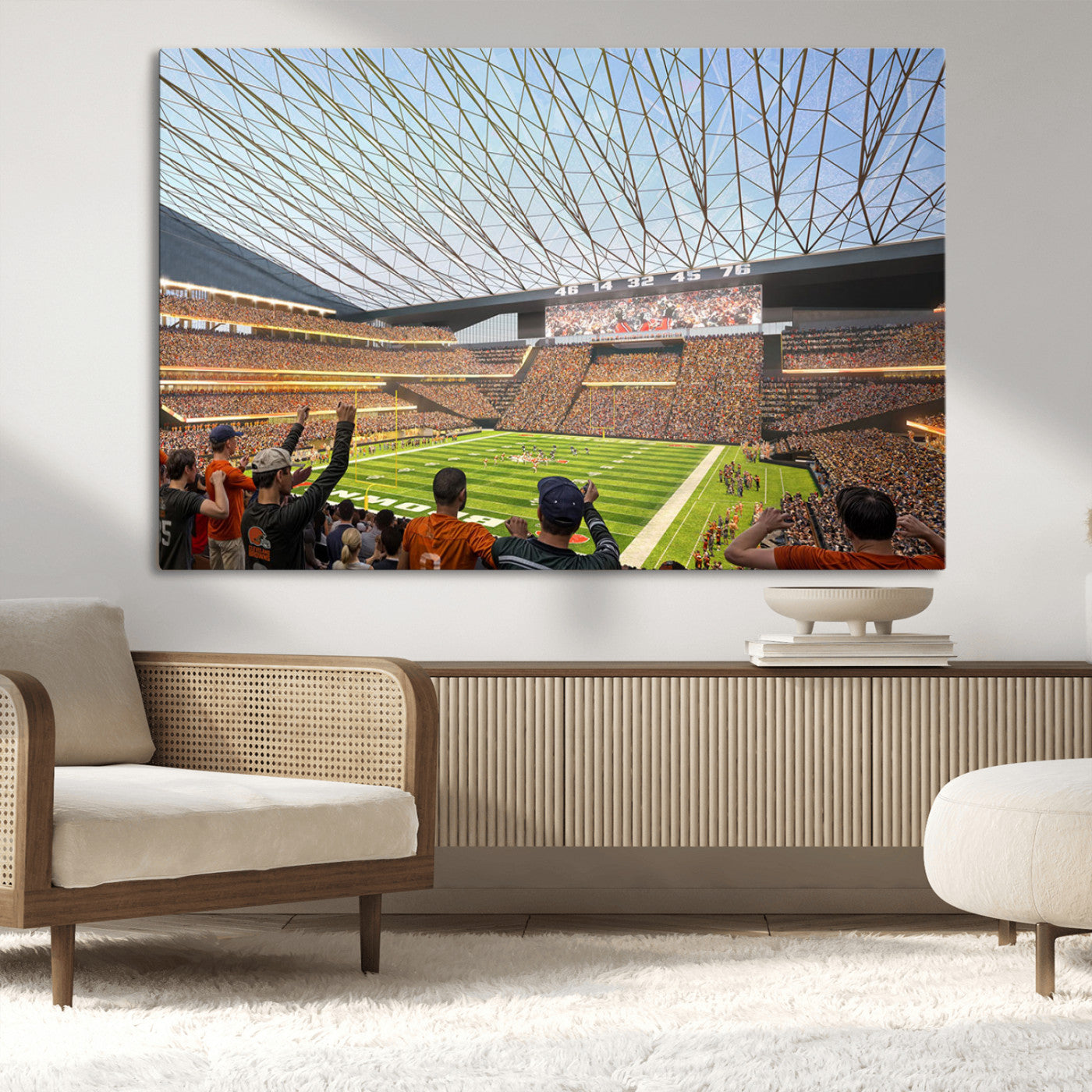 81960112-MGV-CV-36X24-Futuristic Football Stadium Wall Art – Modern Dome Arena Canvas Print, Chicago Bears Concept Design Sports Decor for Man Cave or