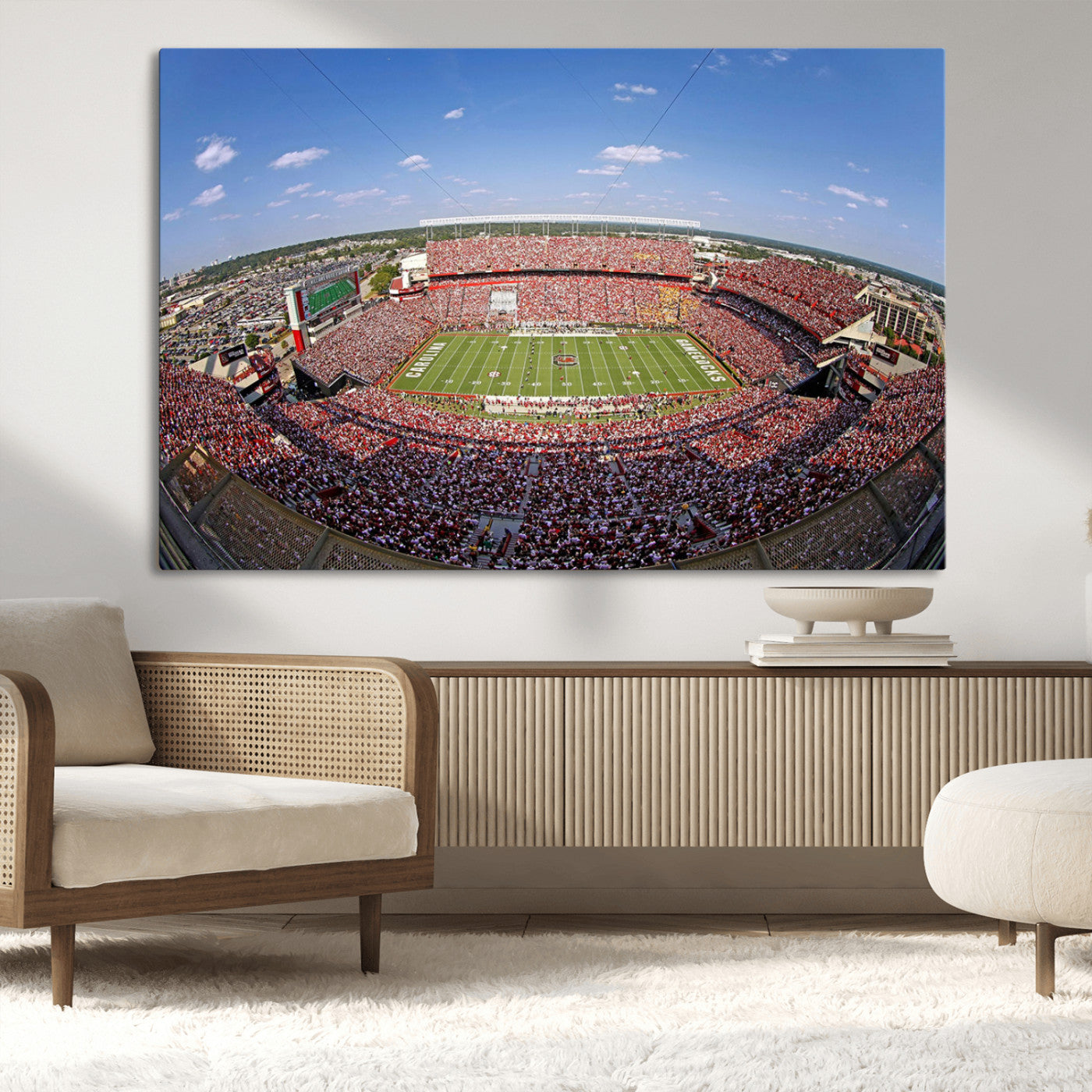 29492070-MGV-CV-36X24-Stadium Wall Art – Panoramic College Football Canvas Print, Game Day Crowd and Field Scene, Sports Photography Decor for Office,