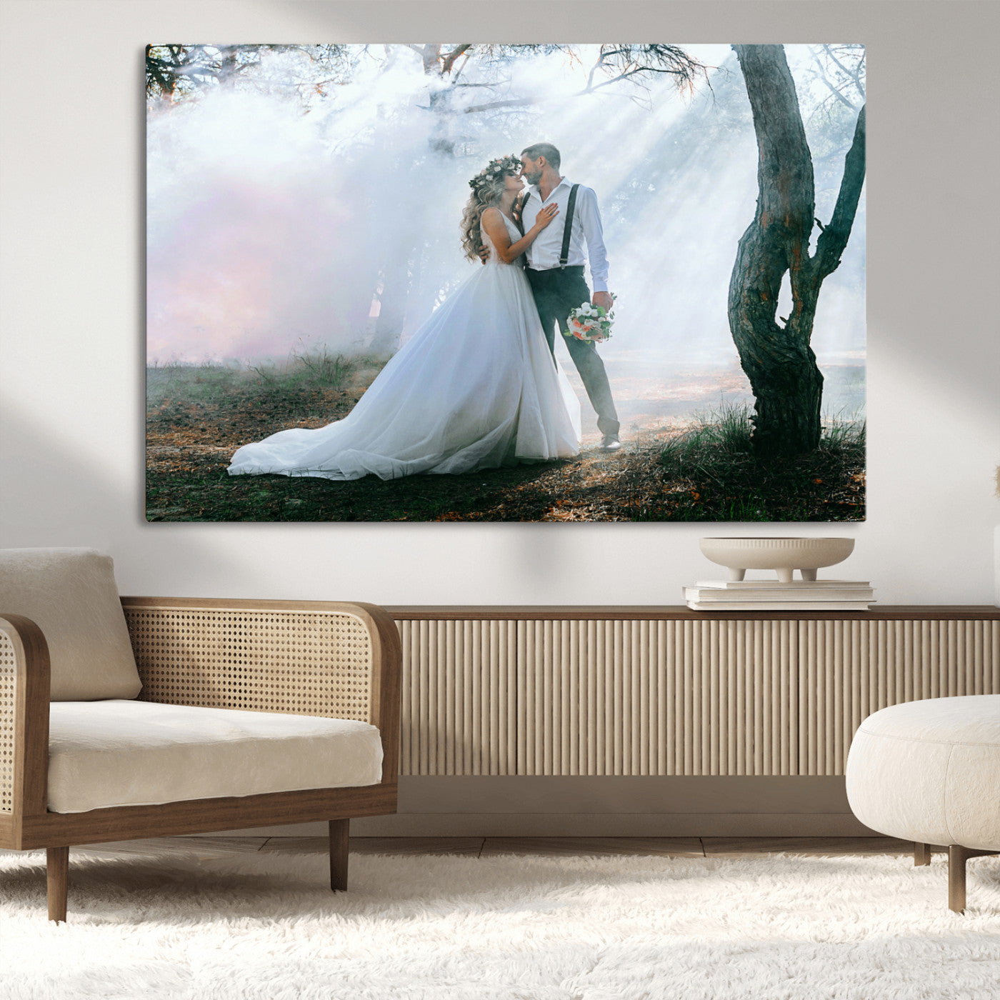 CSTM913-MGV-CV-36X24-Framed Wedding Canvas Print - Custom Wall Art Keepsake for Couples, Elegant Home Decoration Gift, Create Your Own Photo Canvas