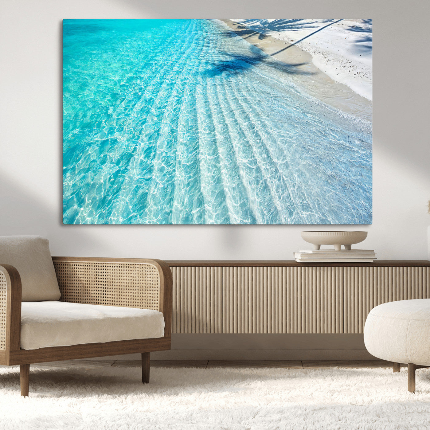 68127042-MGV-CV-36X24-Beach Wall Art – Tropical Ocean Canvas Print, Clear Water and White Sand Photography Decor for Bedroom, Living Room, Office,