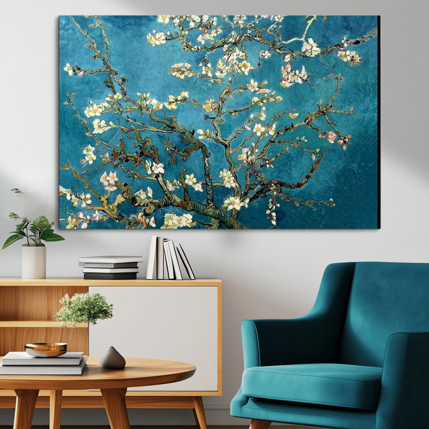 91714-MGV-CV-36X24-Almond Blossoms Wall Art – Handcrafted Van Gogh Inspired Floral Canvas Print, Beautiful Nature Decor for Living Room, Bedroom, or