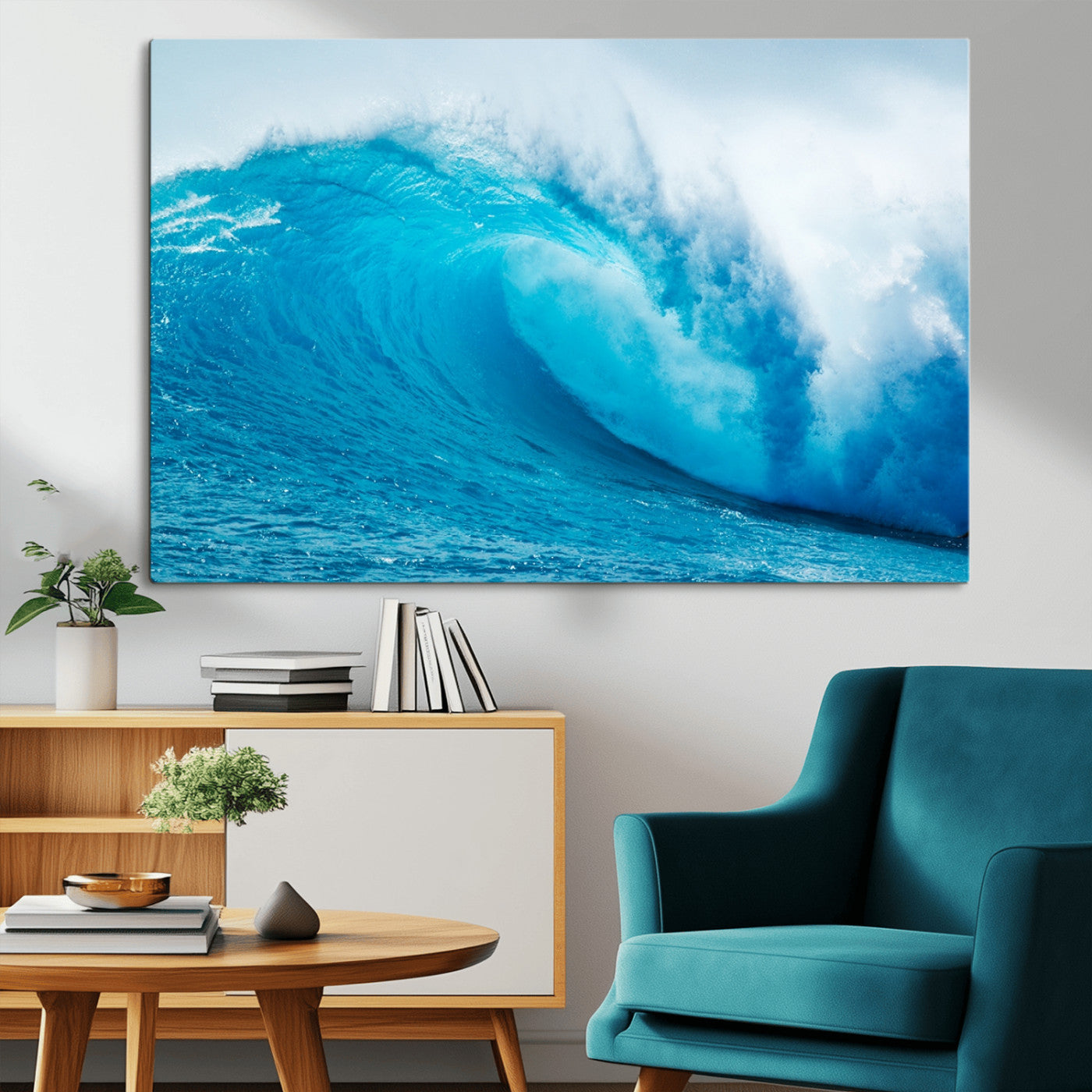 13117-MGV-CV-36X24-Ocean Wave Wall Art – Dynamic Blue Surf Canvas Print, Coastal Beach Decor for Living Room, Bathroom, Office, or Beach House