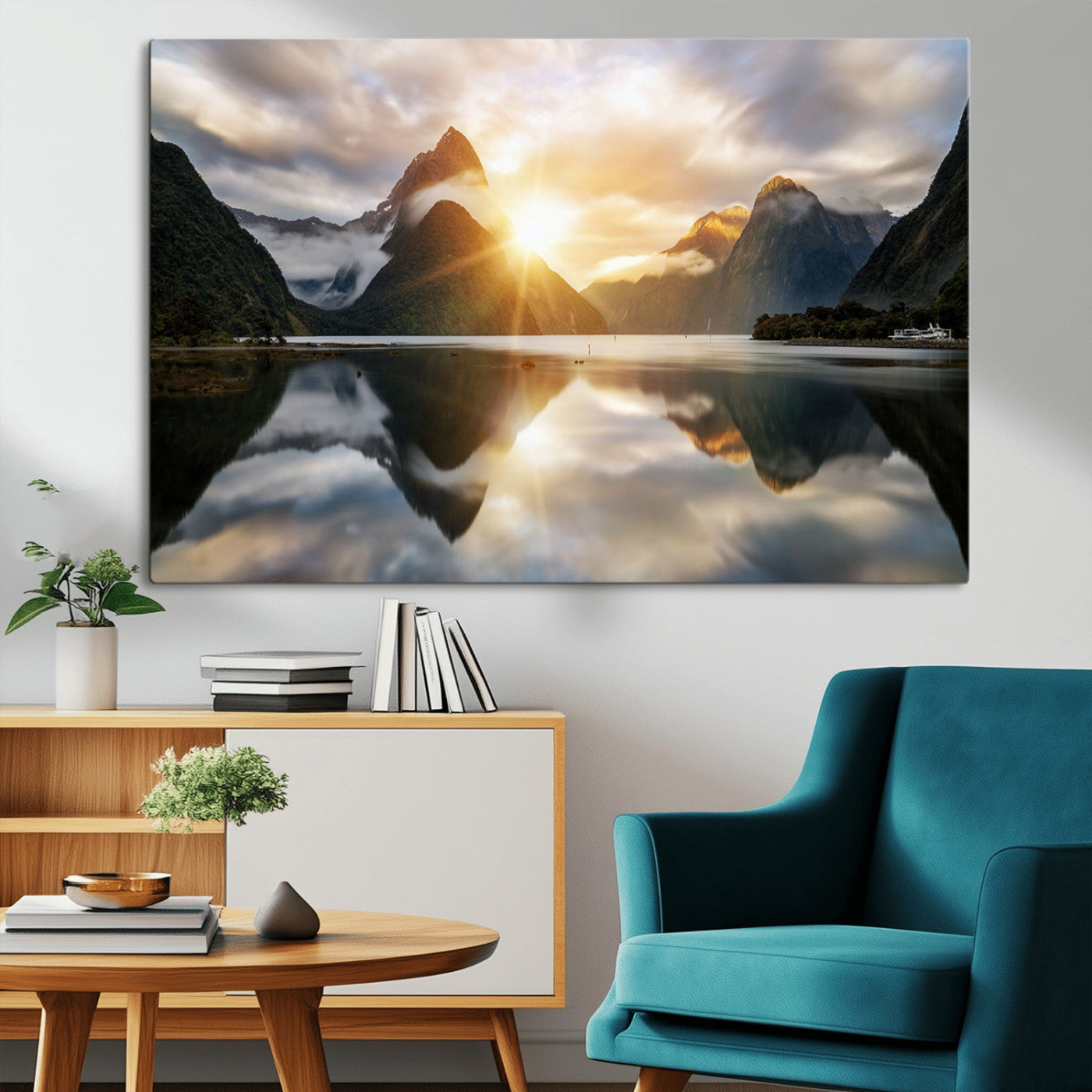 78842-MGV-CV-36X24-Sunrise Mountain Reflection Wall Art – Stunning Nature Landscape Canvas Print for Home, Office, Living Room or Relaxing Space