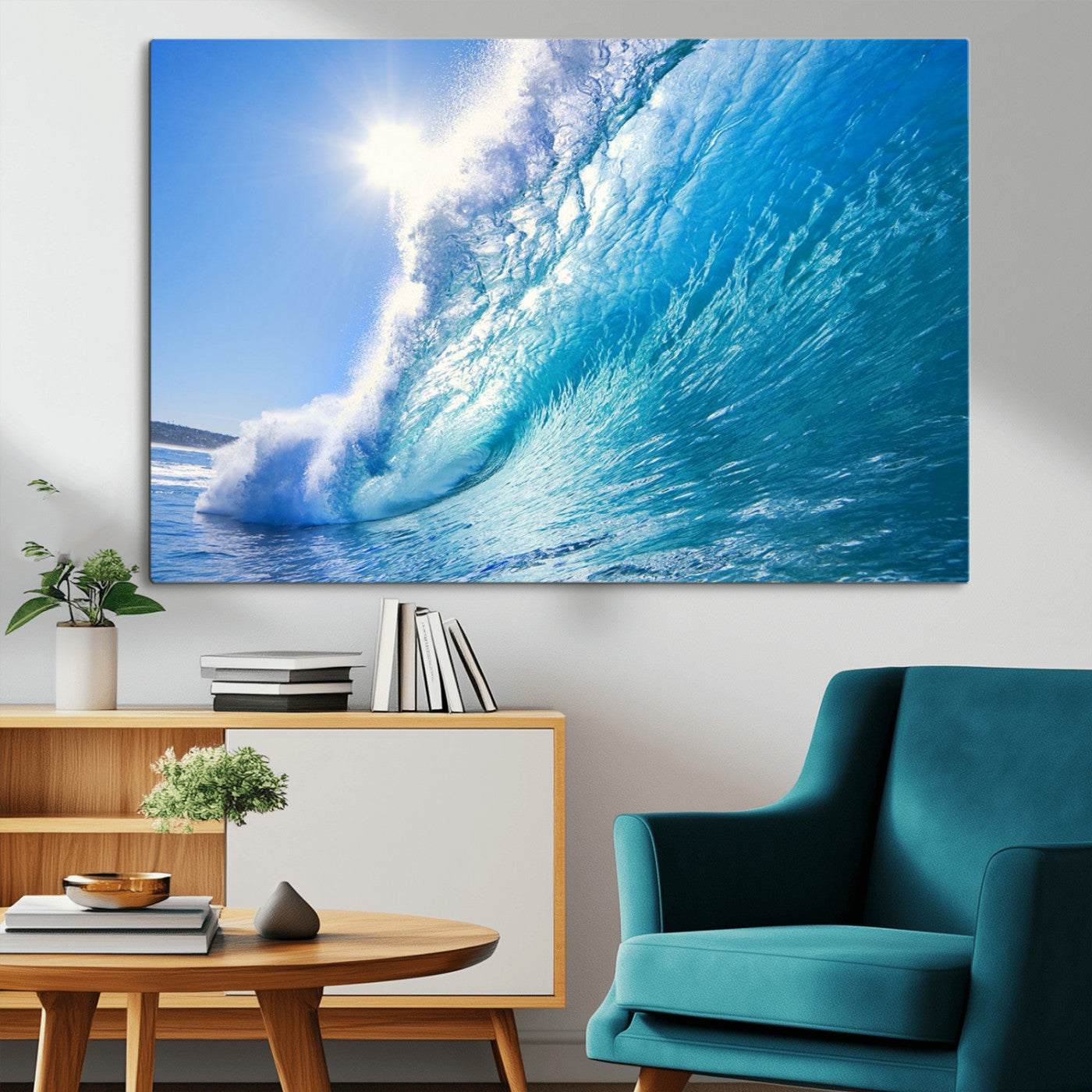 37494-MGV-CV-36X24-Ocean Wave Canvas Art – Stunning Blue Wave Photography, Coastal Wall Decor for Living Room, Bedroom or Office