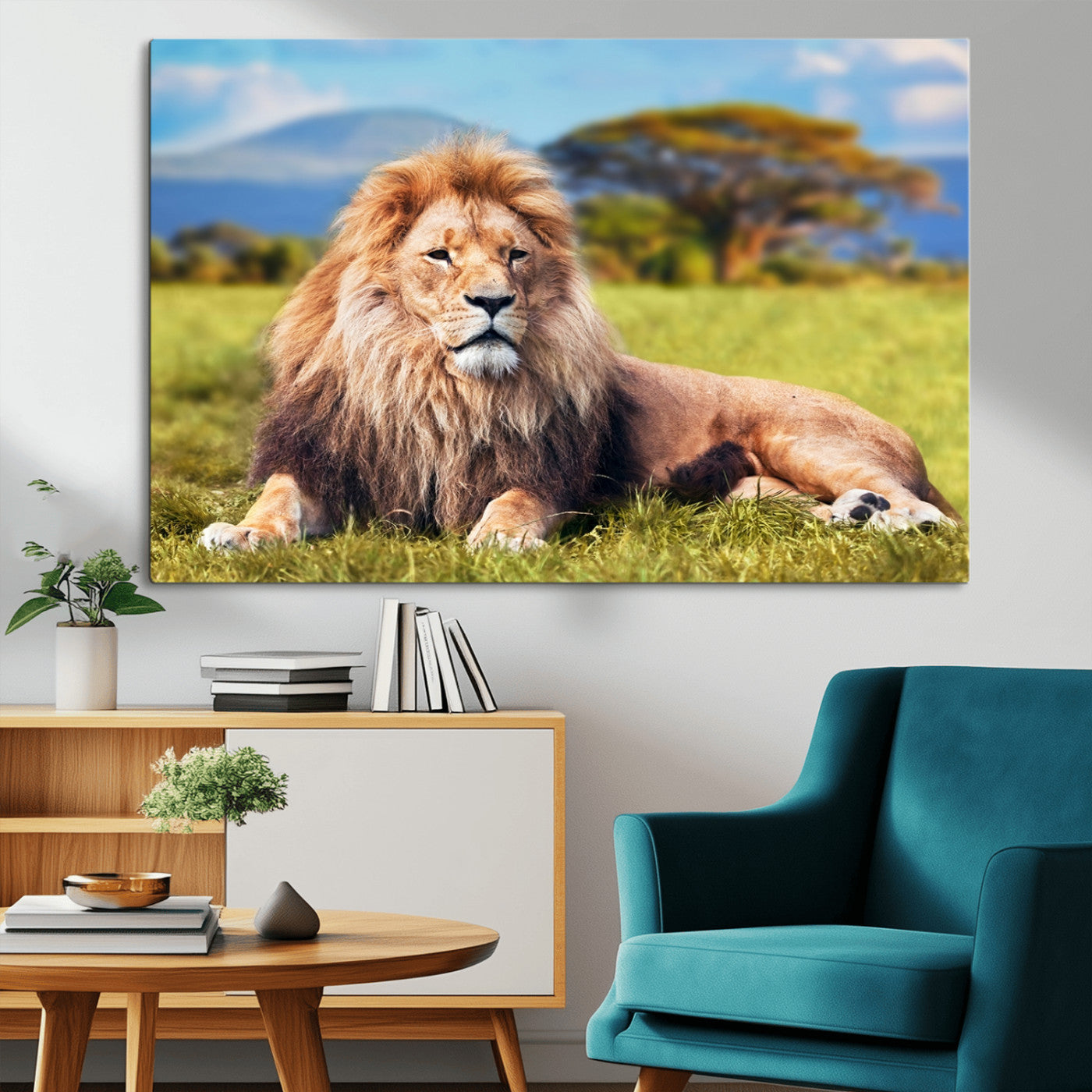 67826-MGV-CV-36X24-Majestic Lion Wall Art – King of the Jungle Canvas Print, Safari Wildlife Decor for Living Room, Office, or Man Cave