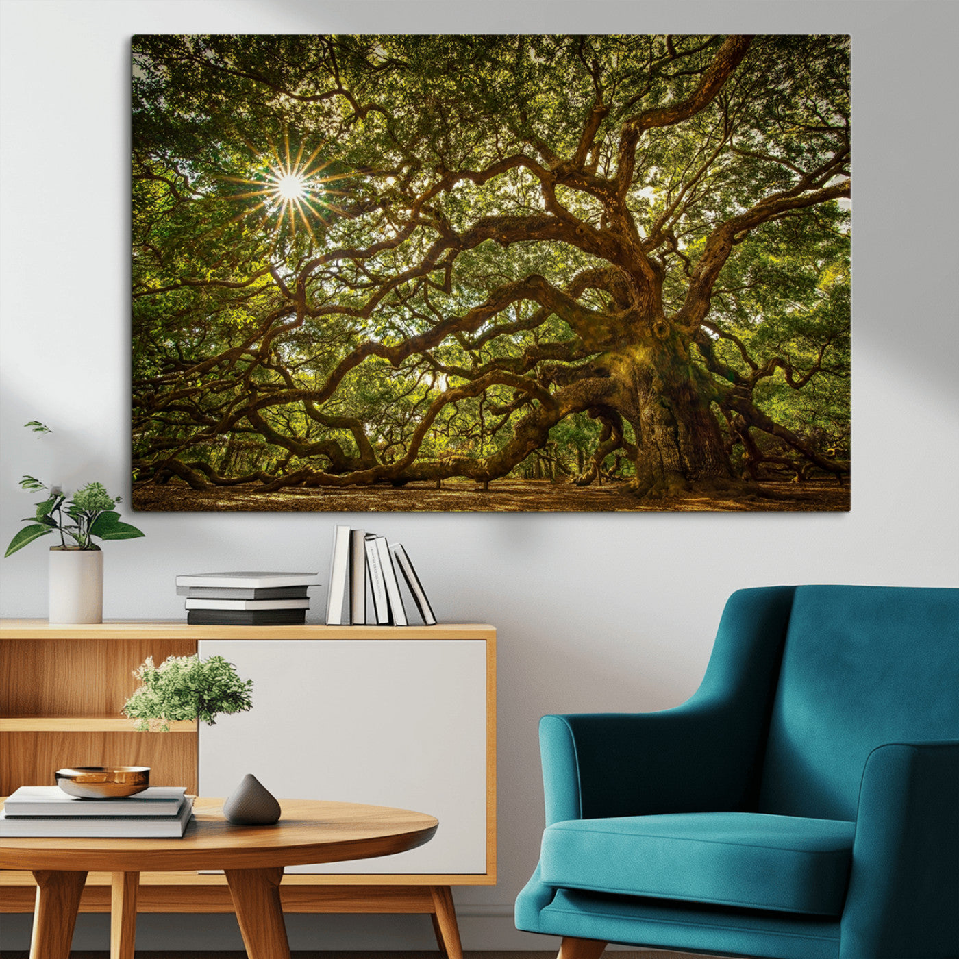 57983-MGV-CV-36X24-Angel Oak Tree Wall Art Canvas Print, Framed Oak Tree Art Picture Print, Angel Oak Perfect Rustic Nature Decor Artwork