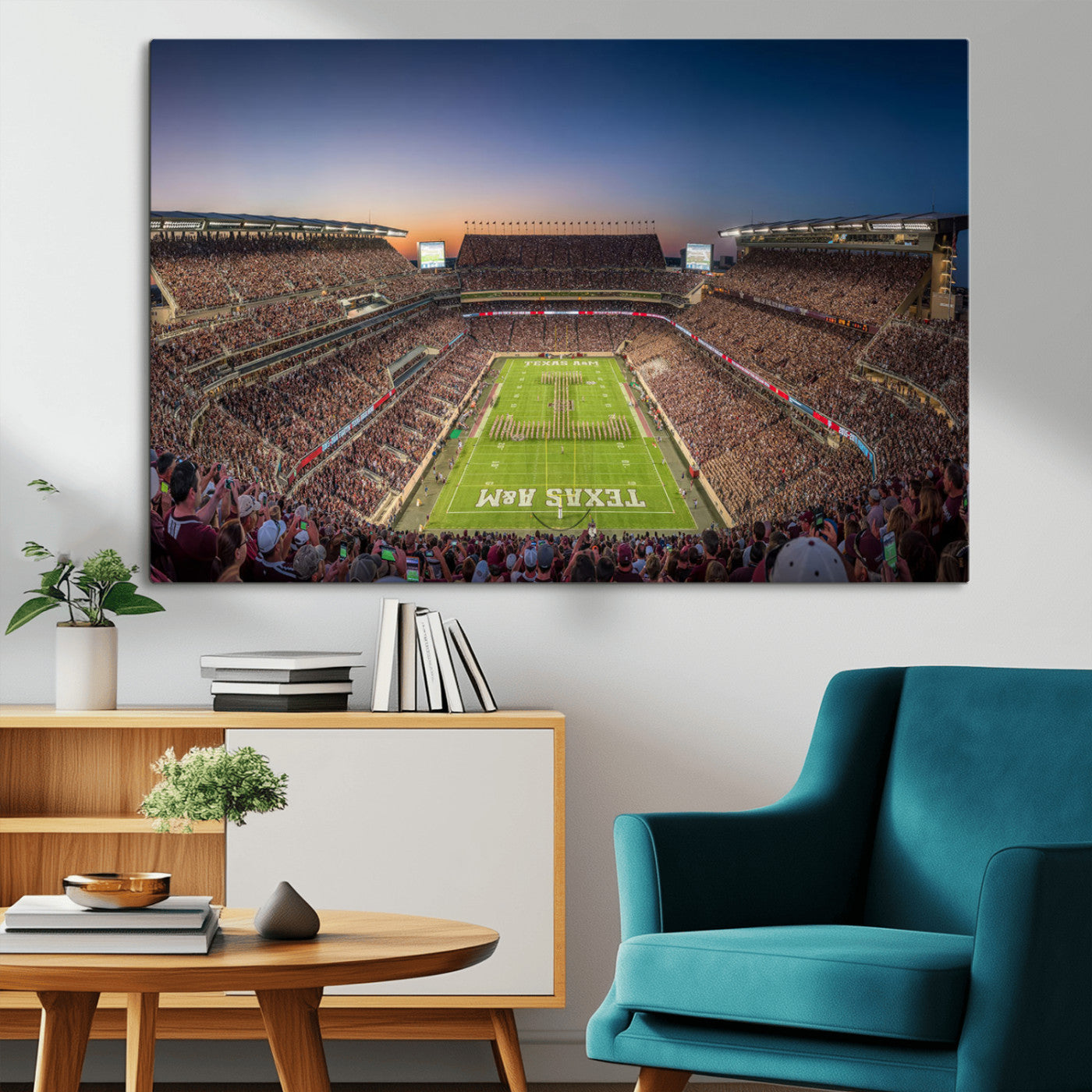 17421-MGV-CV-36X24-Kyle Field Wall Art Canvas Print, Framed Texas Stadium Art Picture Print, Kyle Field Stadium Perfect Sport Room Decor Artwork