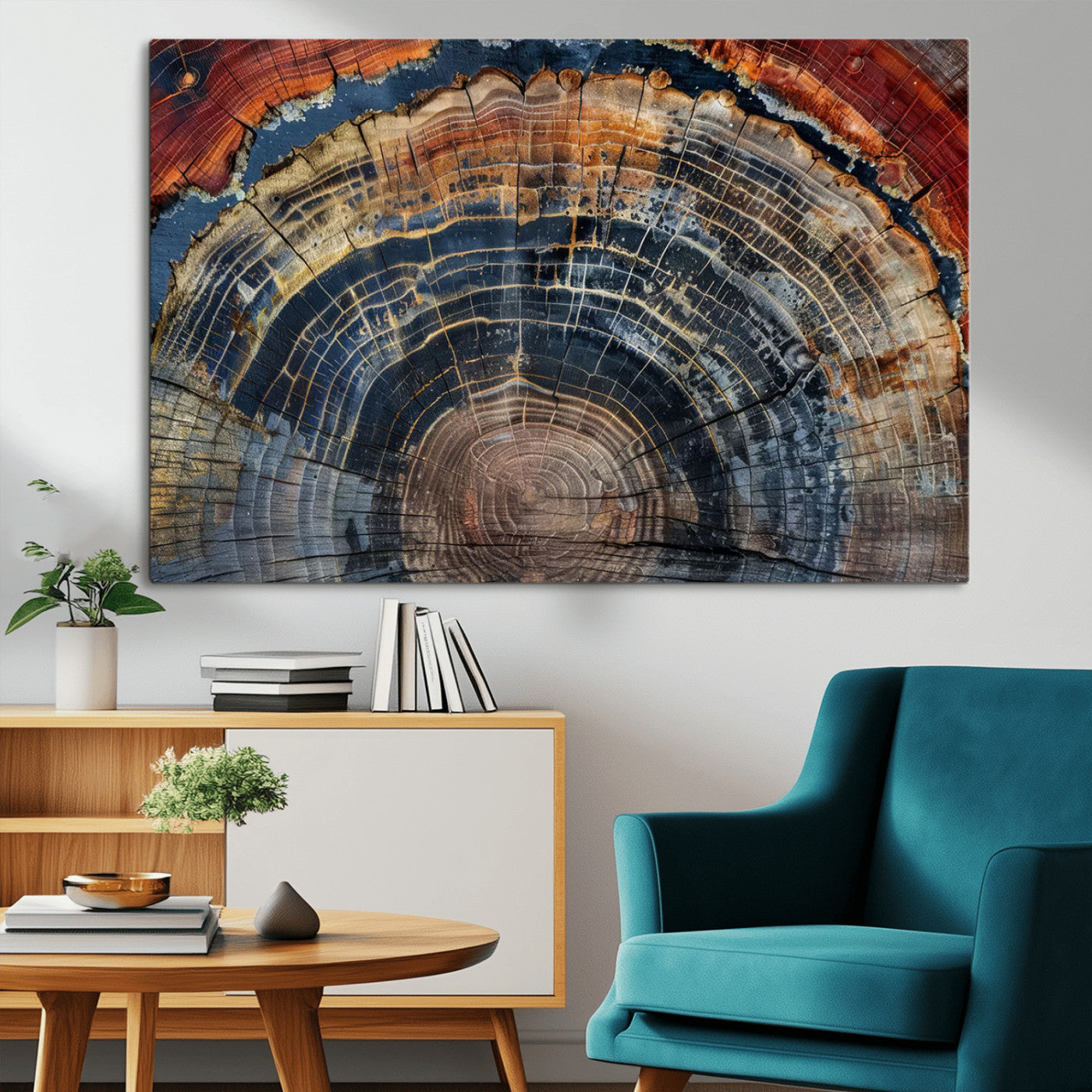 63519-MGV-CV-36X24-Tree Ring Wall Art – Rustic Nature Wood Grain Canvas Print, Abstract Natural Texture Artwork Poster for Living Room, Bedroom,