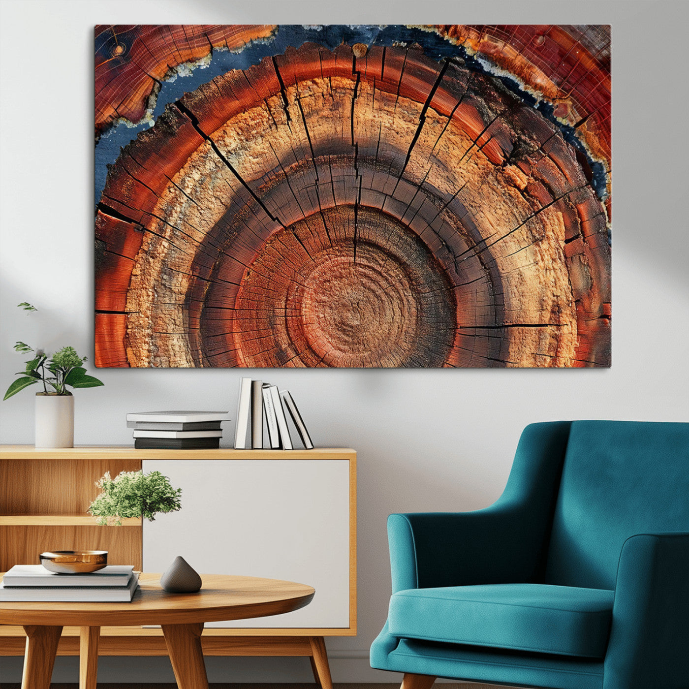 28555-MGV-CV-36X24-Tree Ring Wall Art – Rustic Wood Grain Canvas Print, Natural Texture Abstract Artwork Poster for Living Room, Bedroom, Office,