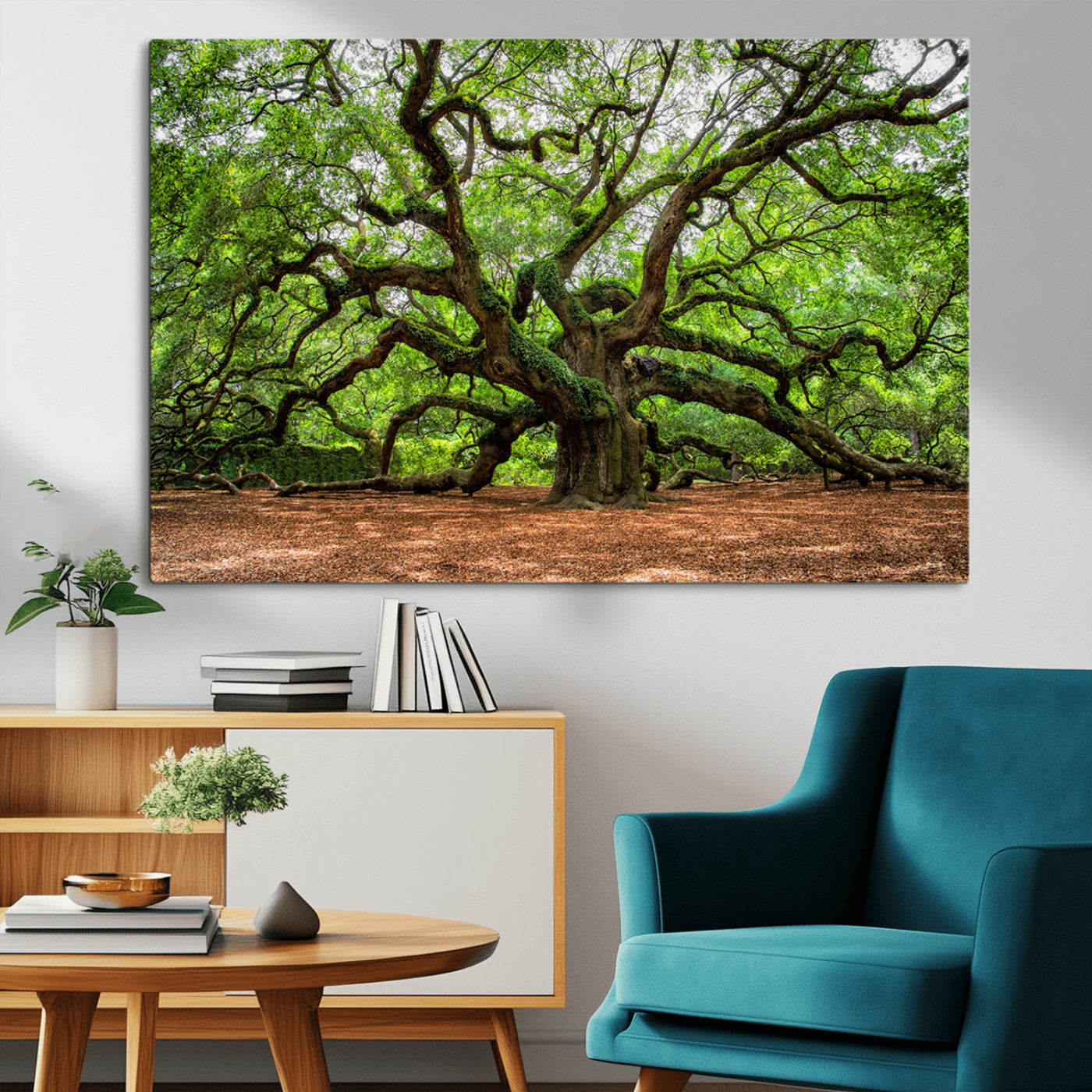 51255351-MGV-CV-36X24-Ancient Tree Wall Art – Majestic Oak Canvas Print, Large Nature Photography, Sacred Forest Landscape Wall Décor, Wisdom Tree