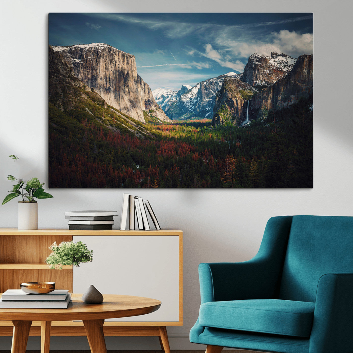 15244033-MGV-CV-36X24-Yosemite National Wall Art Canvas Print, Framed Mountain Landscape Art Picture Print, El Capitan Perfect Rustic Farmhouse Decor