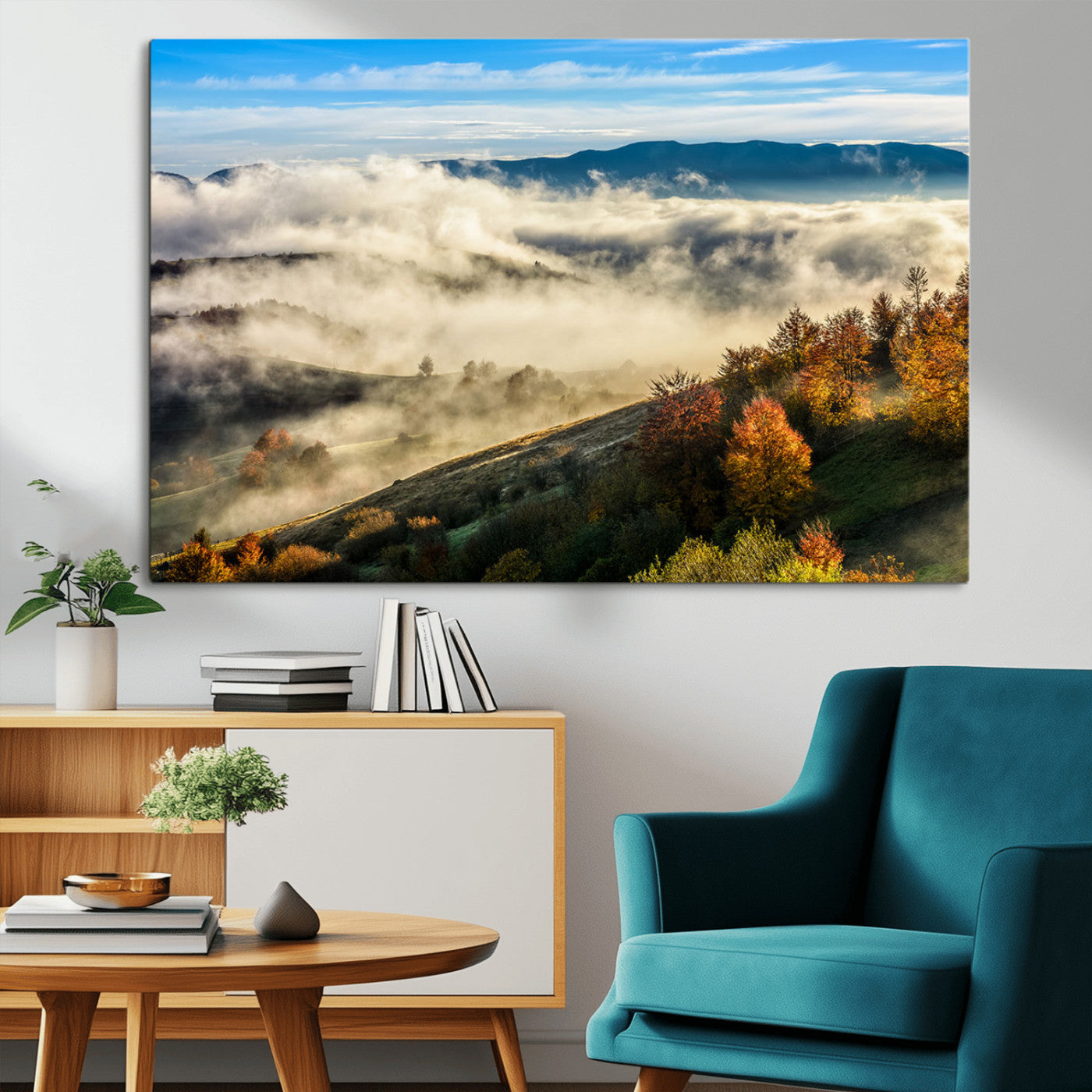 21551192-MGV-CV-36X24-Landscape Wall Art – Autumn Mountain View Canvas Print, Scenic Nature Photography Decor for Bedroom, Living Room, Office, Cabin or