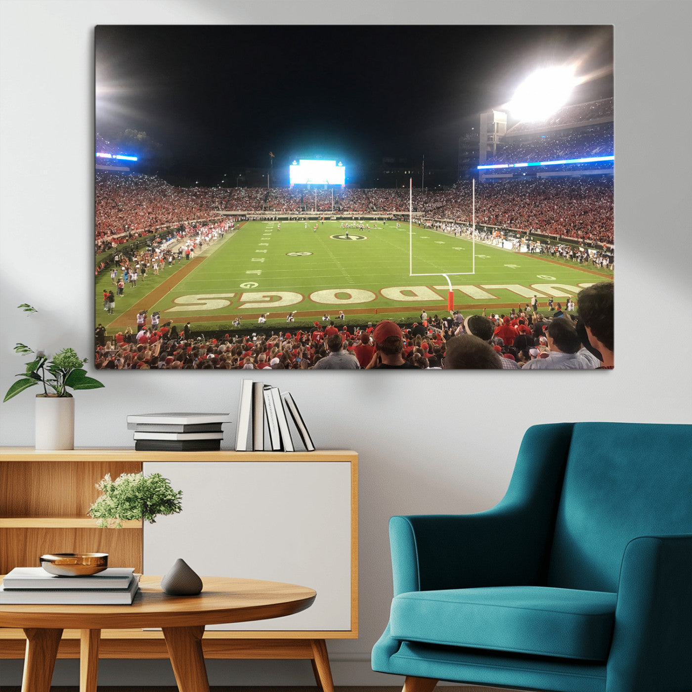 16230786-MGV-CV-36X24-Sanford Stadium Wall Art – Georgia Bulldogs Football Night Game Canvas Print, College Sports Decor for Man Cave, Bar, Office, or