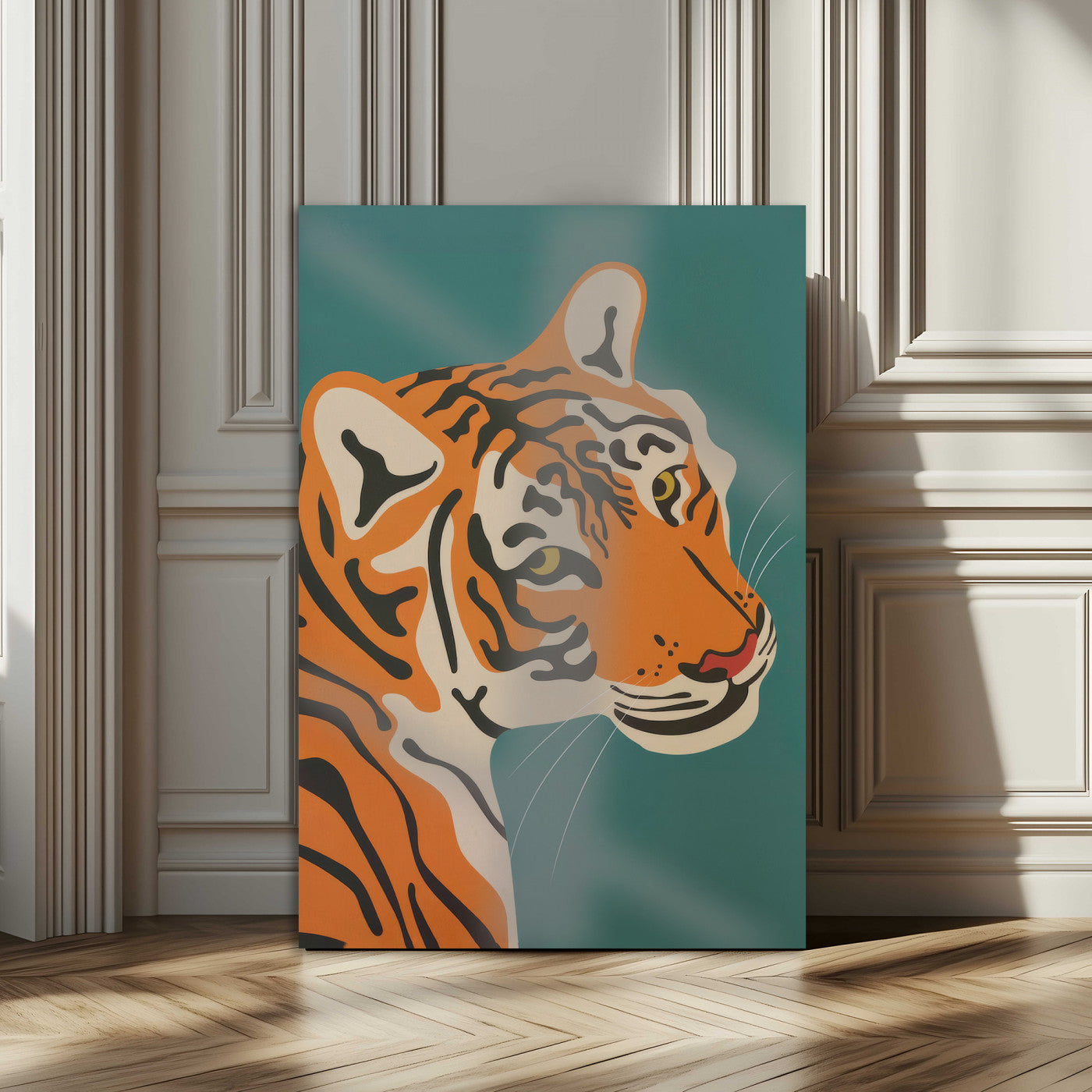 94447-MGV-CV-24X36-Tiger Portrait Wall Art – Bold Wildlife Canvas Print of Fierce Jungle Cat Face, Modern Animal Home Decor for Living Room, Office