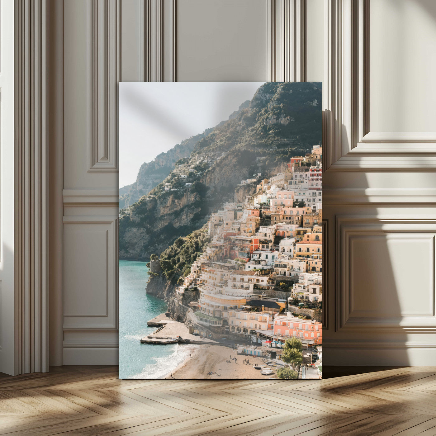 28897019-MGV-CV-24X36-Positano Coastline Wall Art Canvas Print, Framed Amalfi Architecture Art Picture Print, Italian Riviera Perfect Mediterranean