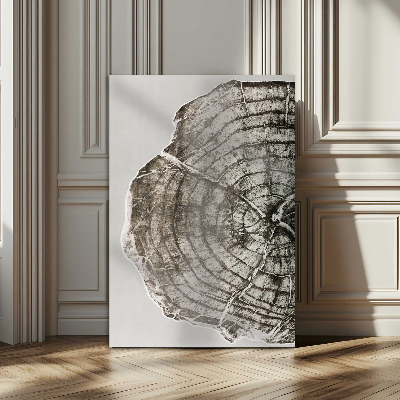 11167473-MGV-CV-24X36-Rustic Wall Decor Wall Art Canvas Print, Framed Modern Lodge Style Art Picture Print, Neutral Wood Slice Perfect Scandinavian