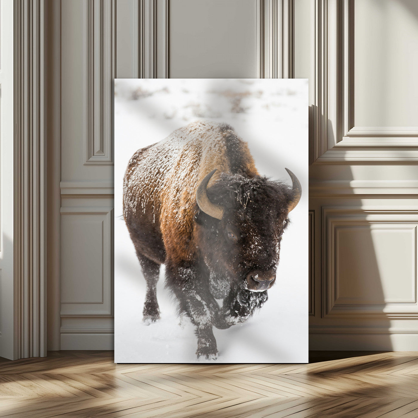 19448944-MGV-CV-24X36-Winter Wilderness Wall Art Canvas Print, Framed Brown Tones Art Picture Print, Nature Close-Up Perfect Rustic Lodge Decor Decor