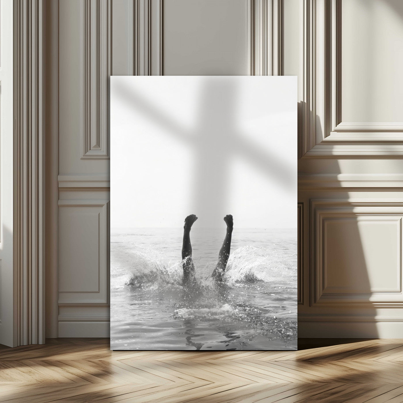 66017559-MGV-CV-24X36-Modern Wall Art – Black and White Splash Canvas Print, Minimalist Photography Decor for Bedroom, Living Room, Office, Beach House