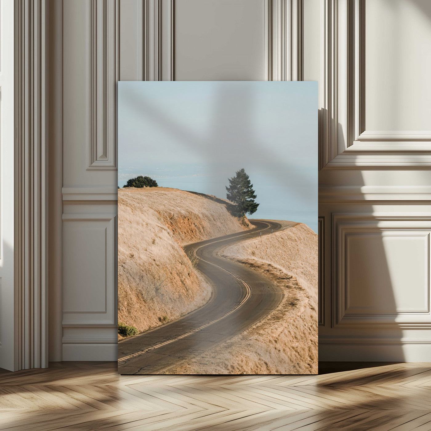 44236608-MGV-CV-24X36-Landscape Wall Art – Winding Road Through Golden Hills Canvas Print, Scenic Nature Photography Decor for Bedroom, Living Room,
