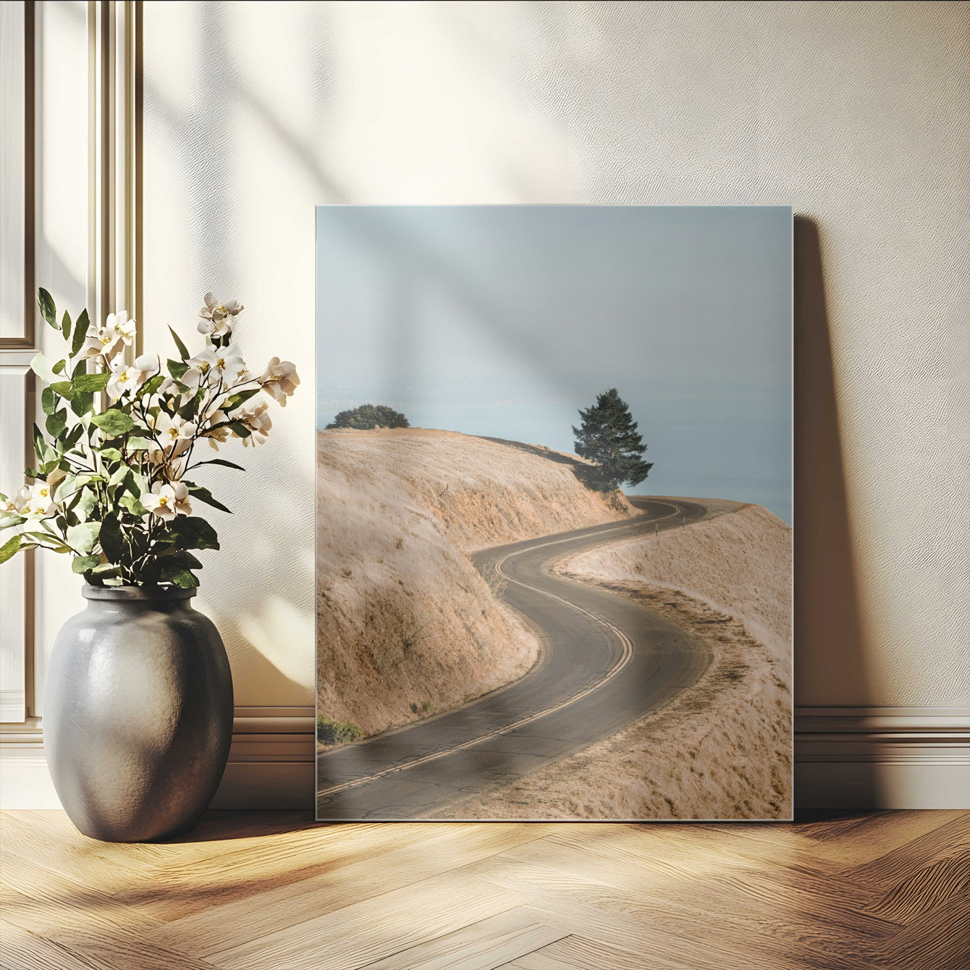 54702459-MGV-CV-24X36-Desert Road Wall Art Canvas Print, Framed Earthy Landscape Art Picture Print, Minimal Scenic Perfect Rustic Minimalist Decor