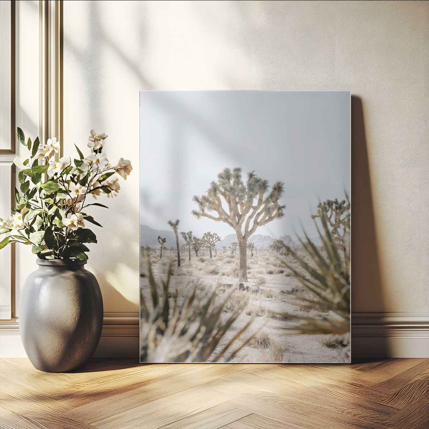 24058625-MGV-CV-24X36-Joshua Tree Wall Art Canvas Print, Framed Earthy Desert Art Picture Print, Neutral Desert Perfect Southwestern Minimalist Decor